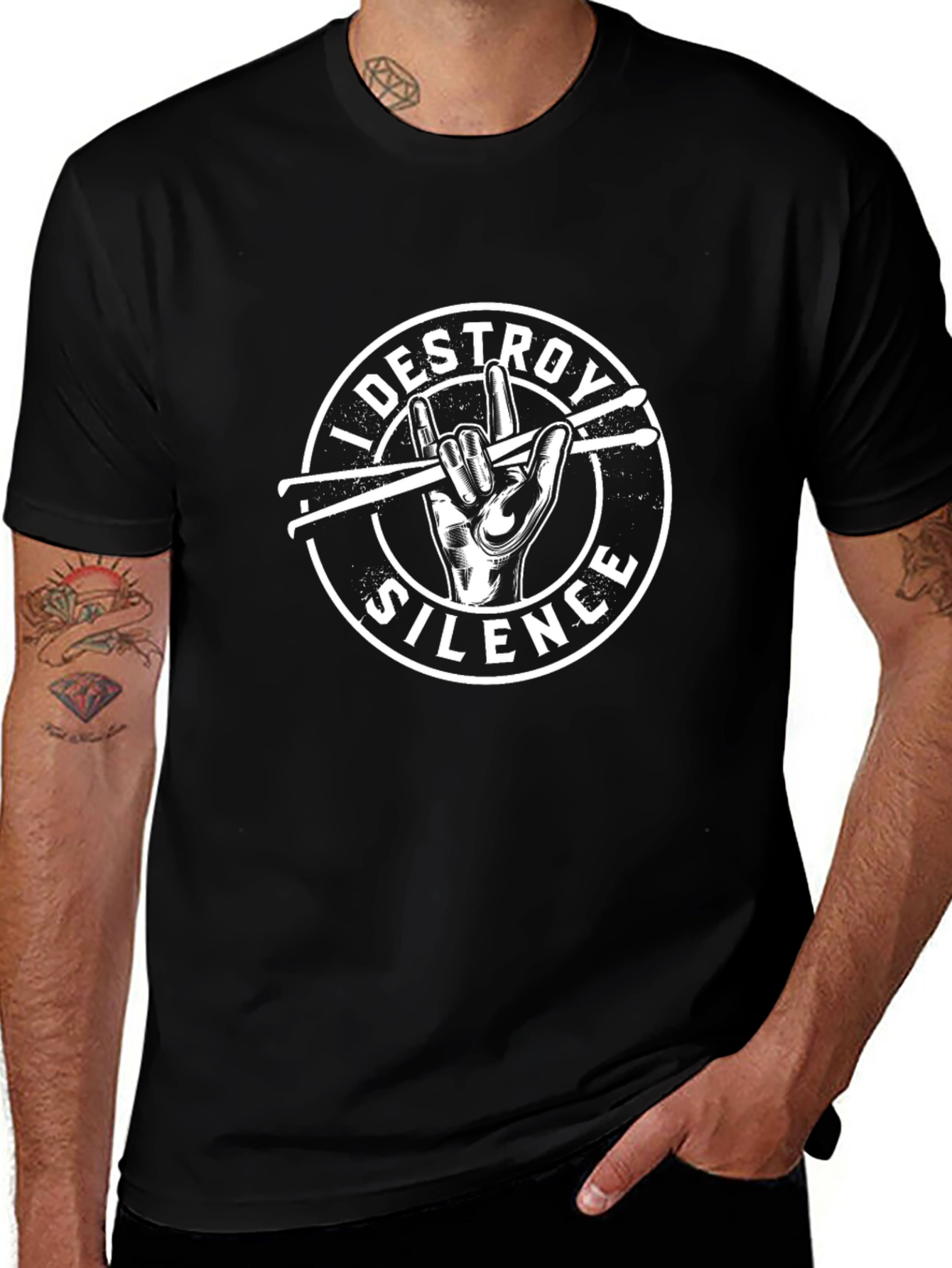 I Destroy Silence Rock Hand Drummer T-Shirt