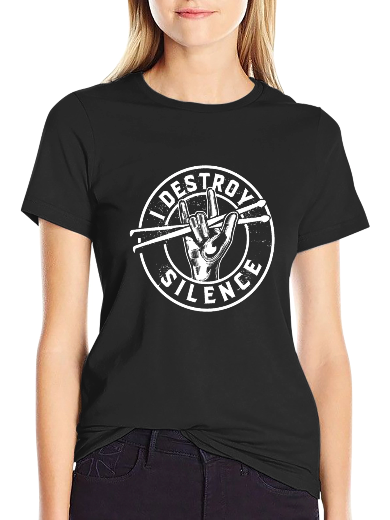 I Destroy Silence Rock Hand Drummer T-Shirt