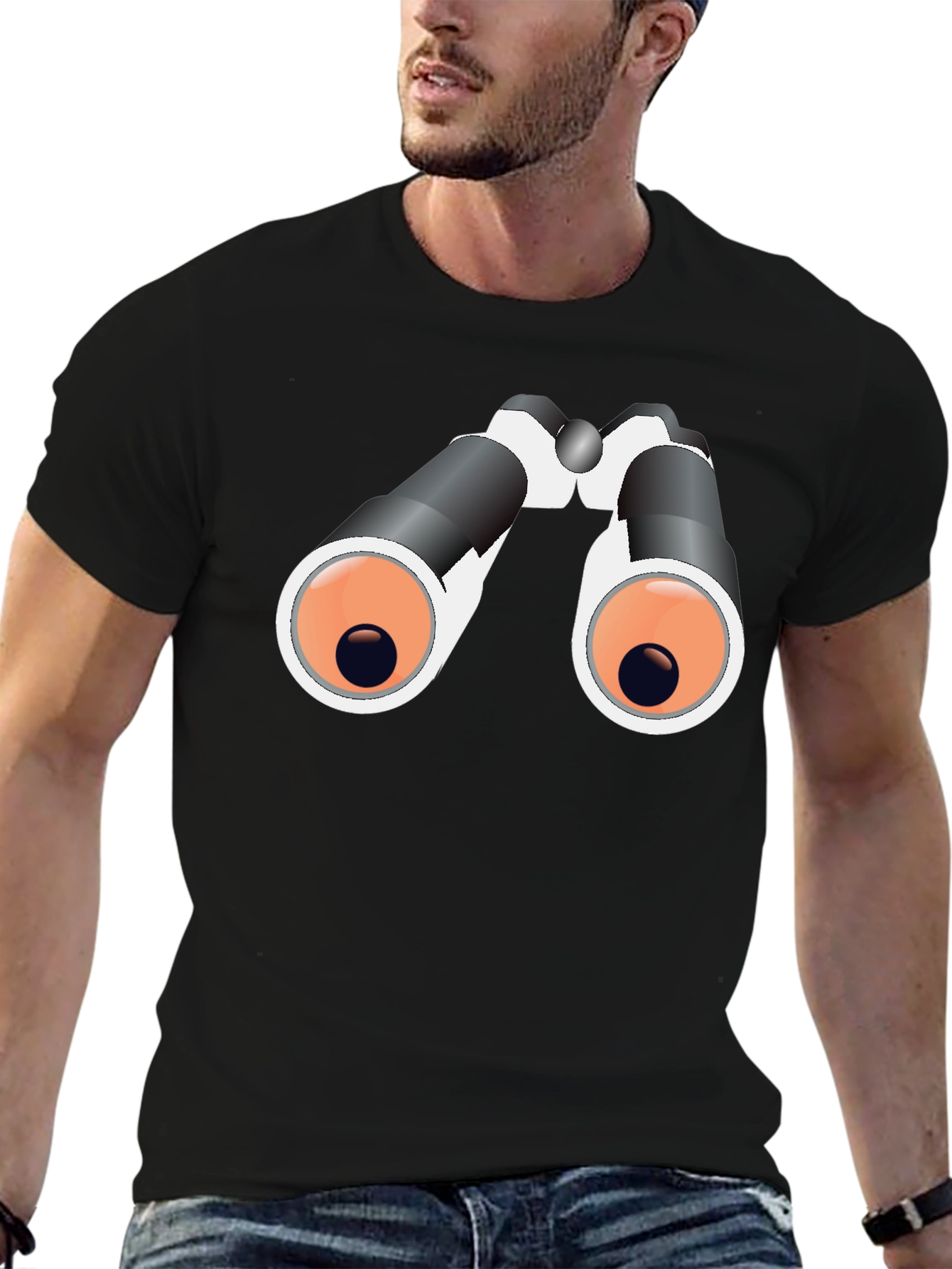 Binoculars Graphic Tee - Black Cotton T-Shirt