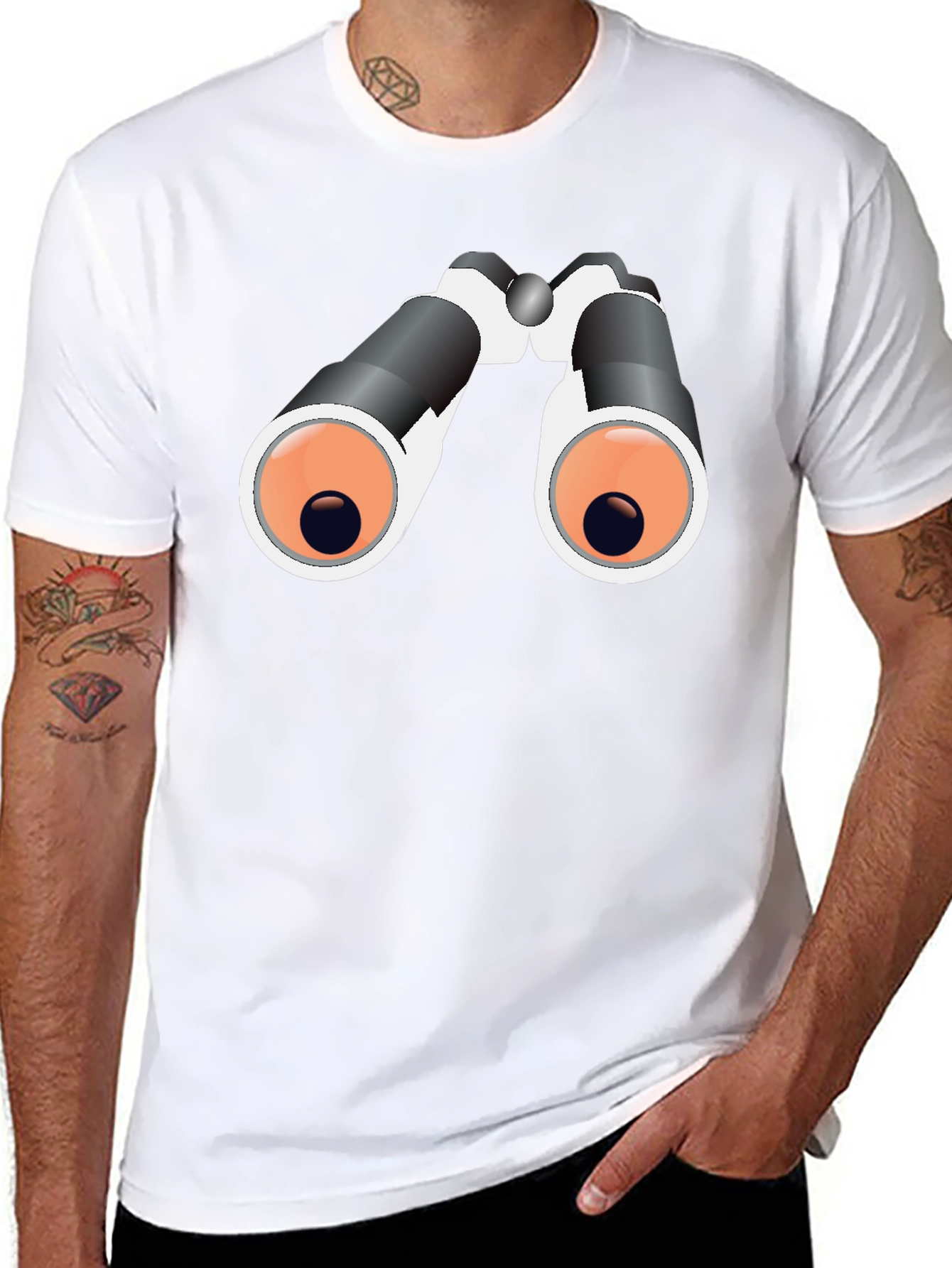 Binoculars Graphic Tee - Black Cotton T-Shirt