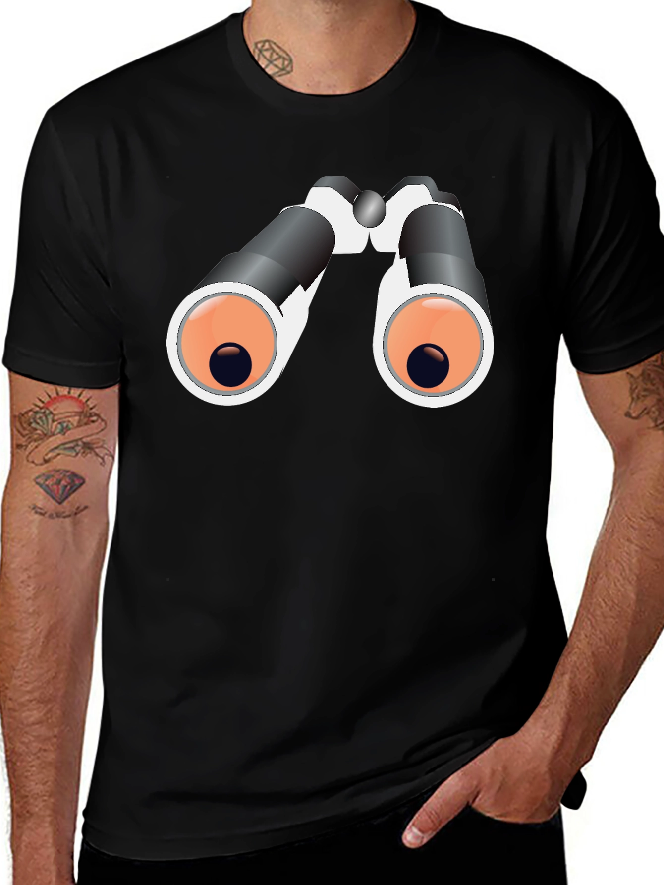 Binoculars Graphic Tee - Black Cotton T-Shirt