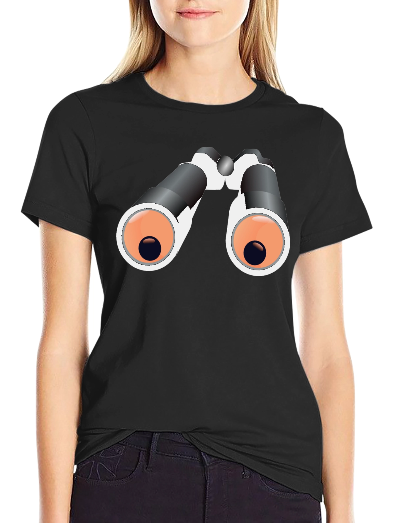 Binoculars Graphic Tee - Black Cotton T-Shirt