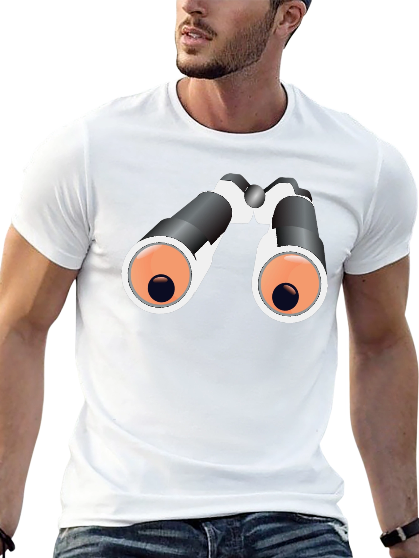 Binoculars Graphic Tee - Black Cotton T-Shirt