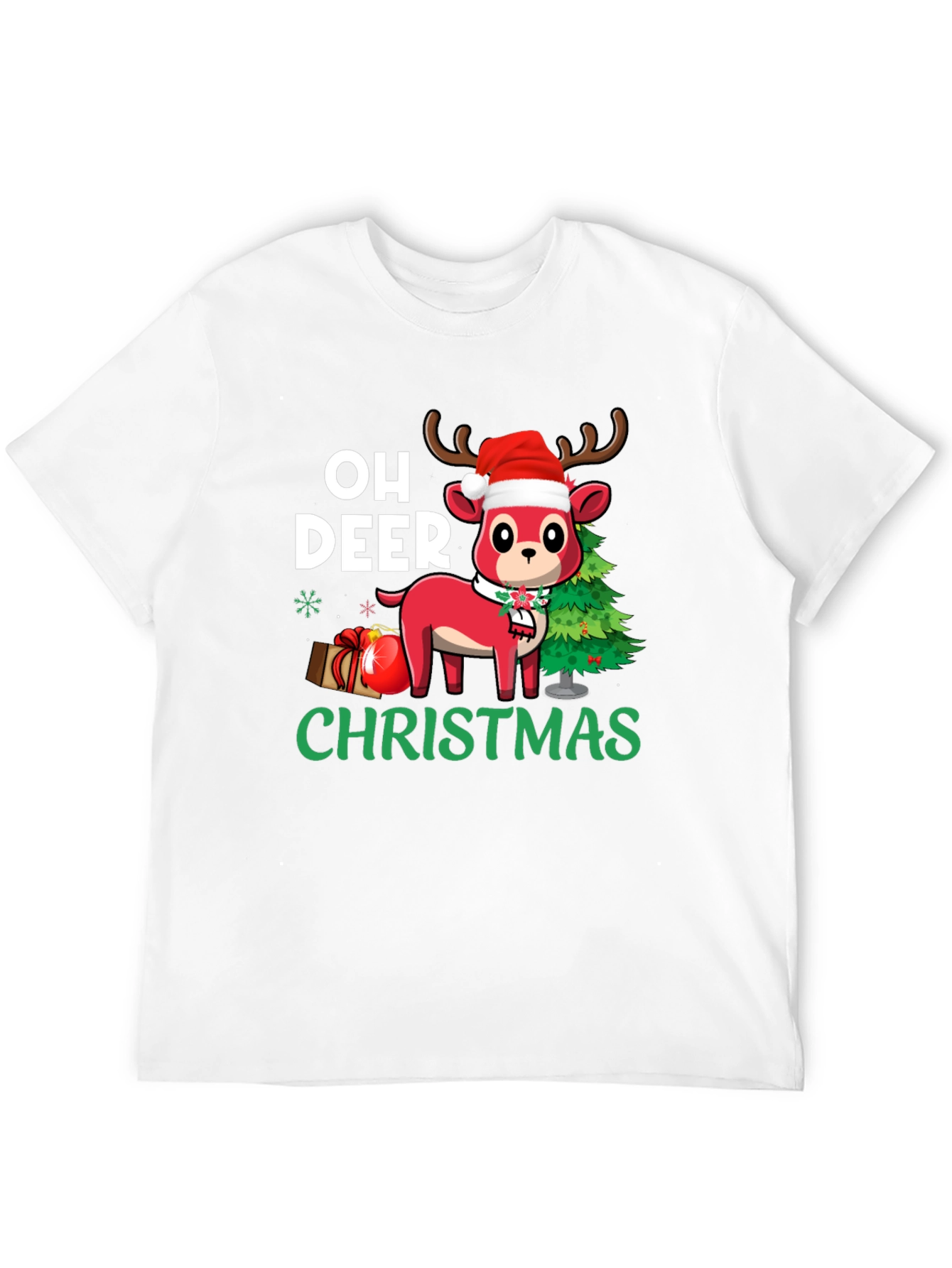 Oh Deer Christmas Black T-Shirt
