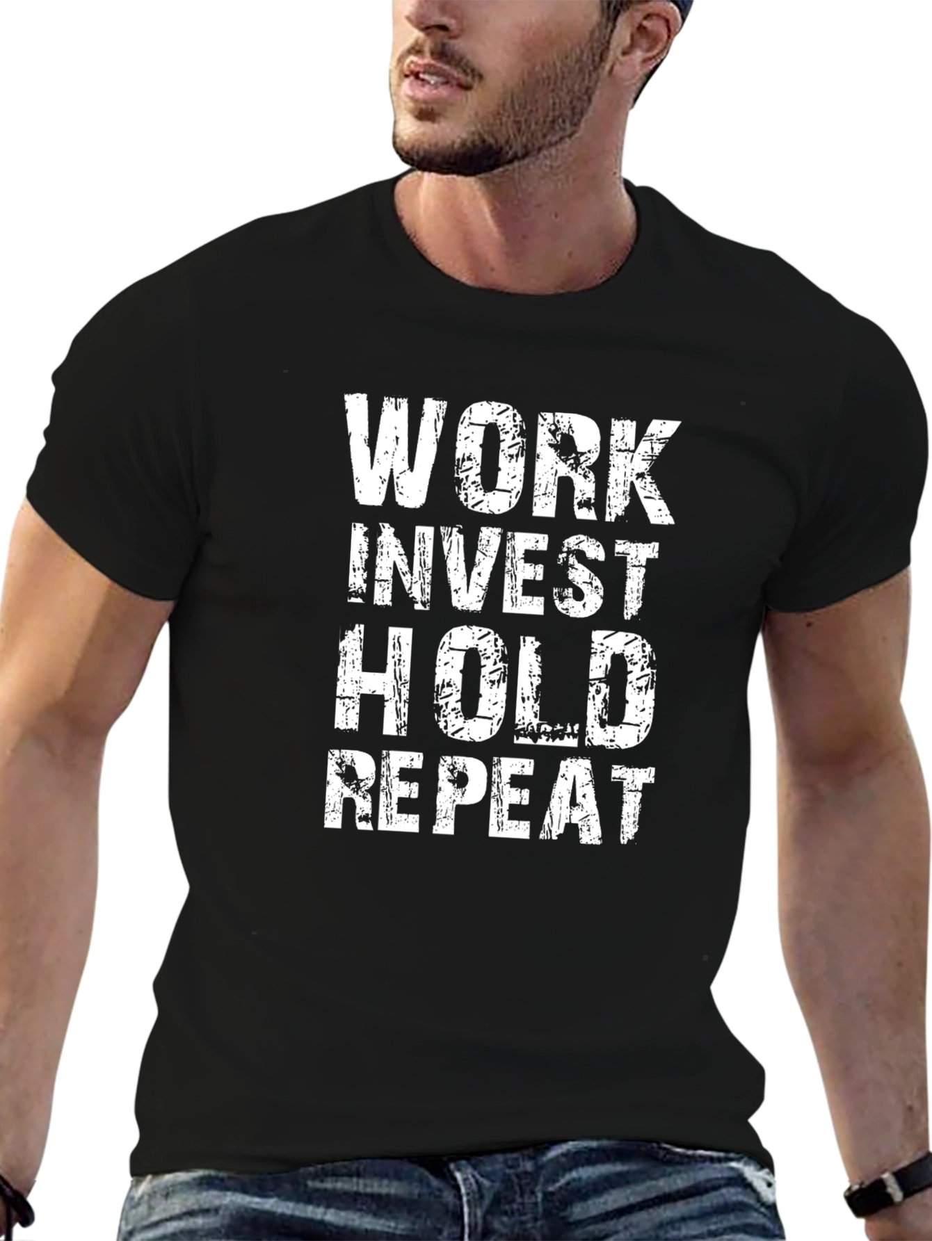 Work Invest Hold Repeat T-Shirt - Black