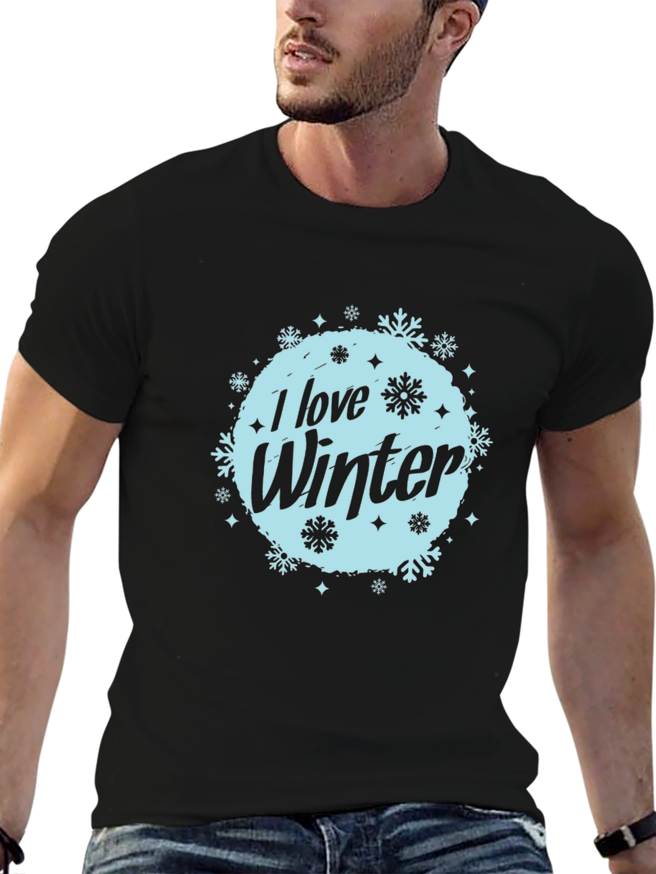 I Love Winter Graphic Tee - Mens Black T-Shirt