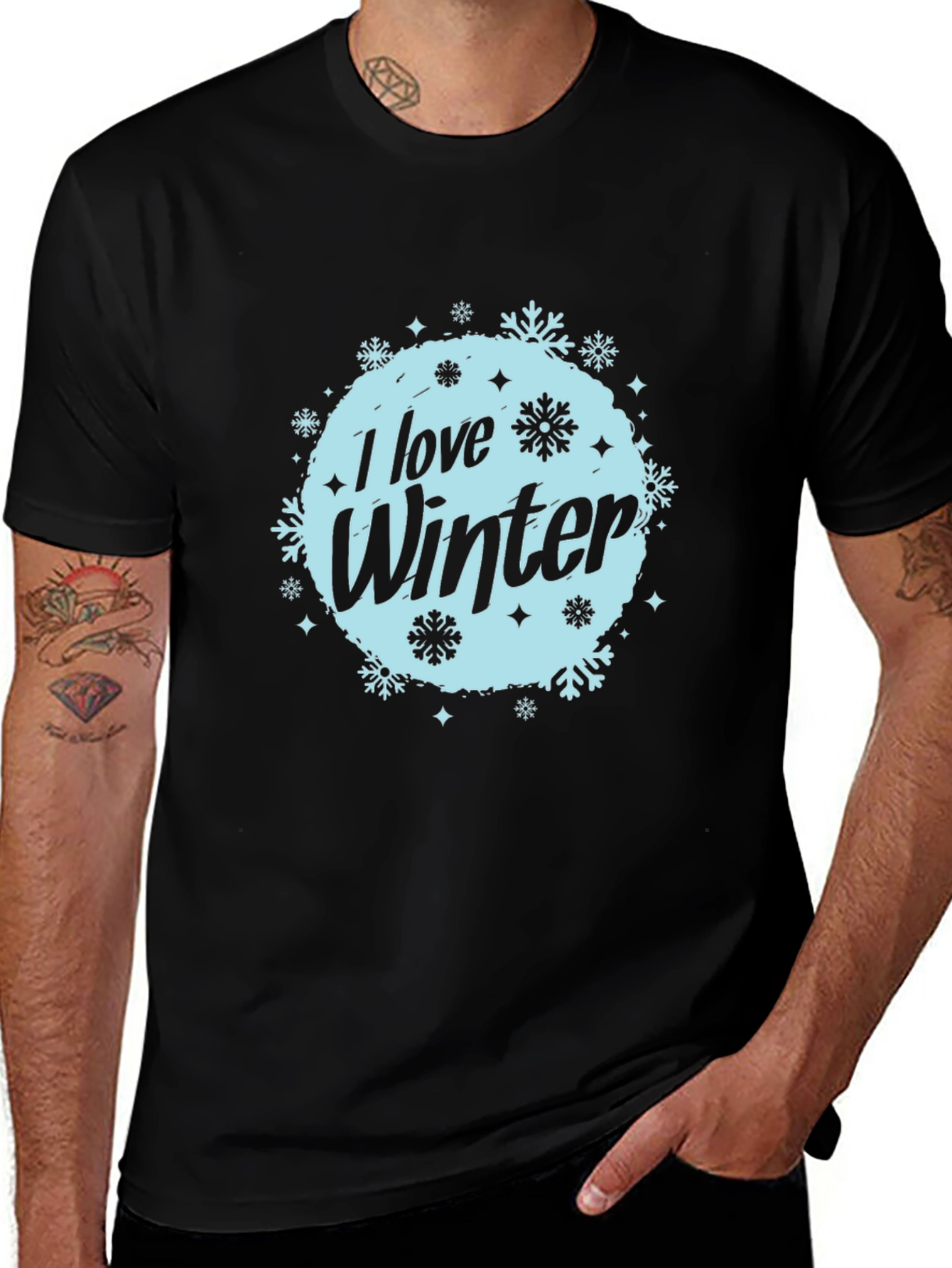 I Love Winter Graphic Tee - Mens Black T-Shirt