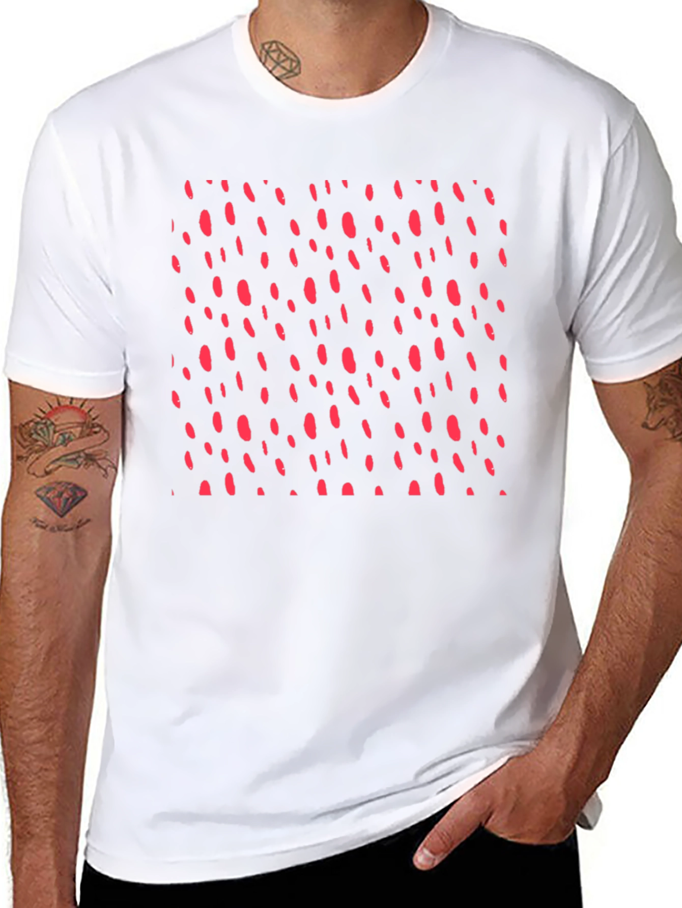 Modern Black T-Shirt with Red Dot Design