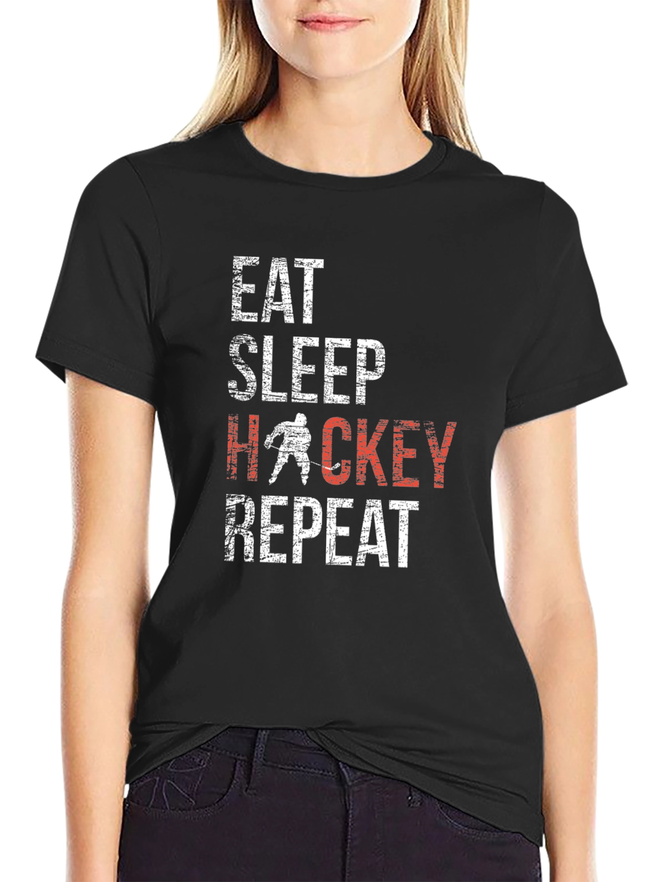 Eat Sleep Hockey Repeat Graphic Tee