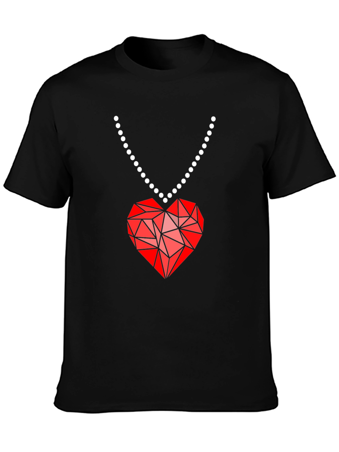 Geometric Heart Pendant T-Shirt - Modern Valentines Style