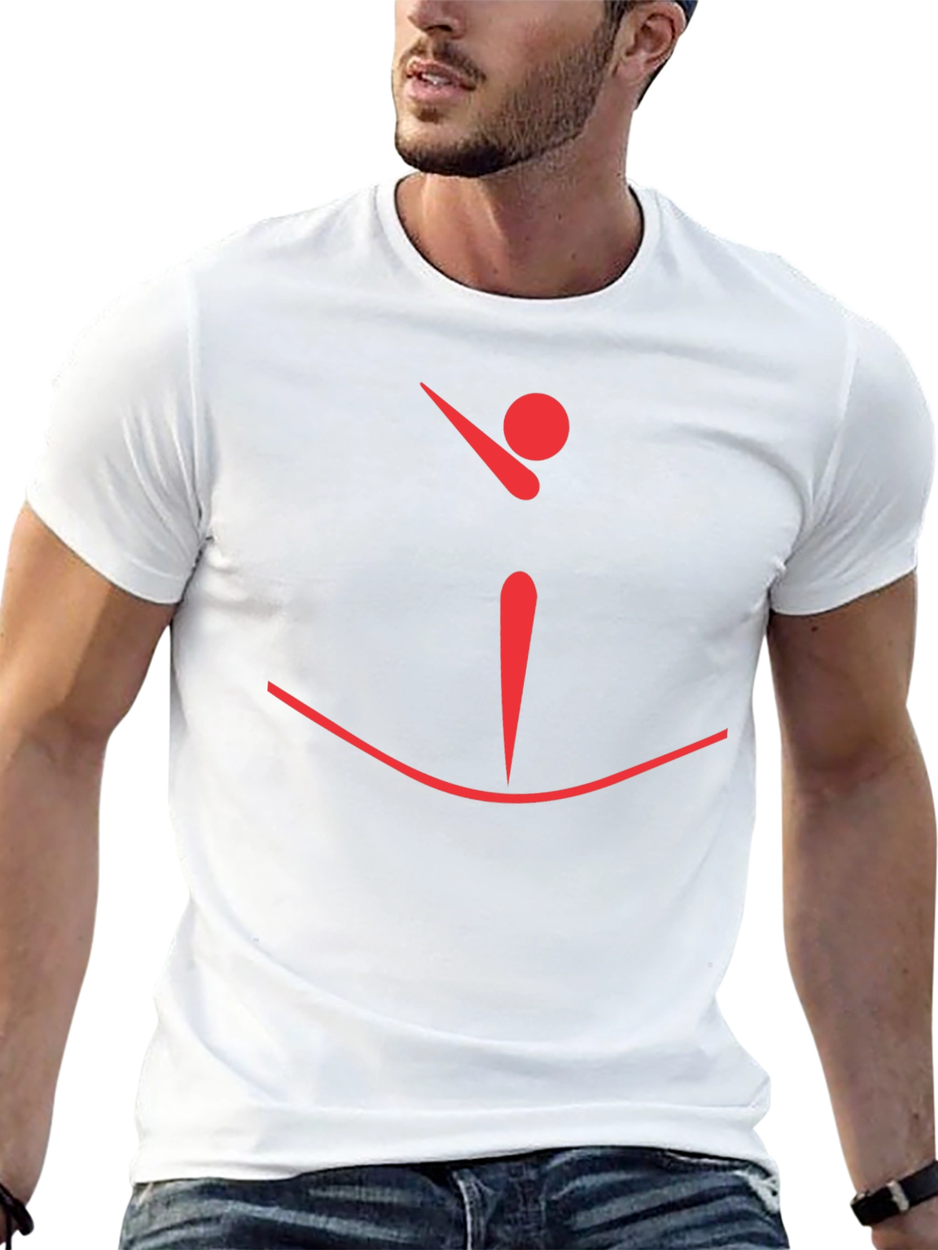 Balance Act T-Shirt - Minimalist Red Design