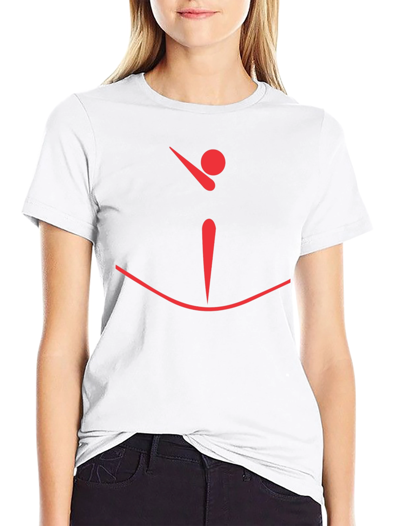 Balance Act T-Shirt - Minimalist Red Design