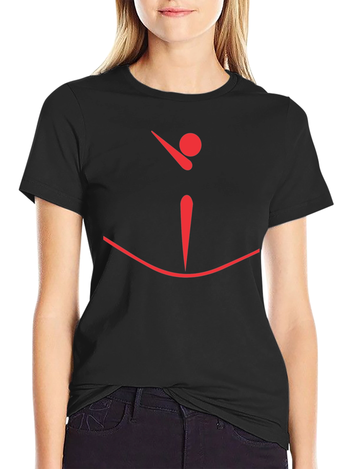 Balance Act T-Shirt - Minimalist Red Design