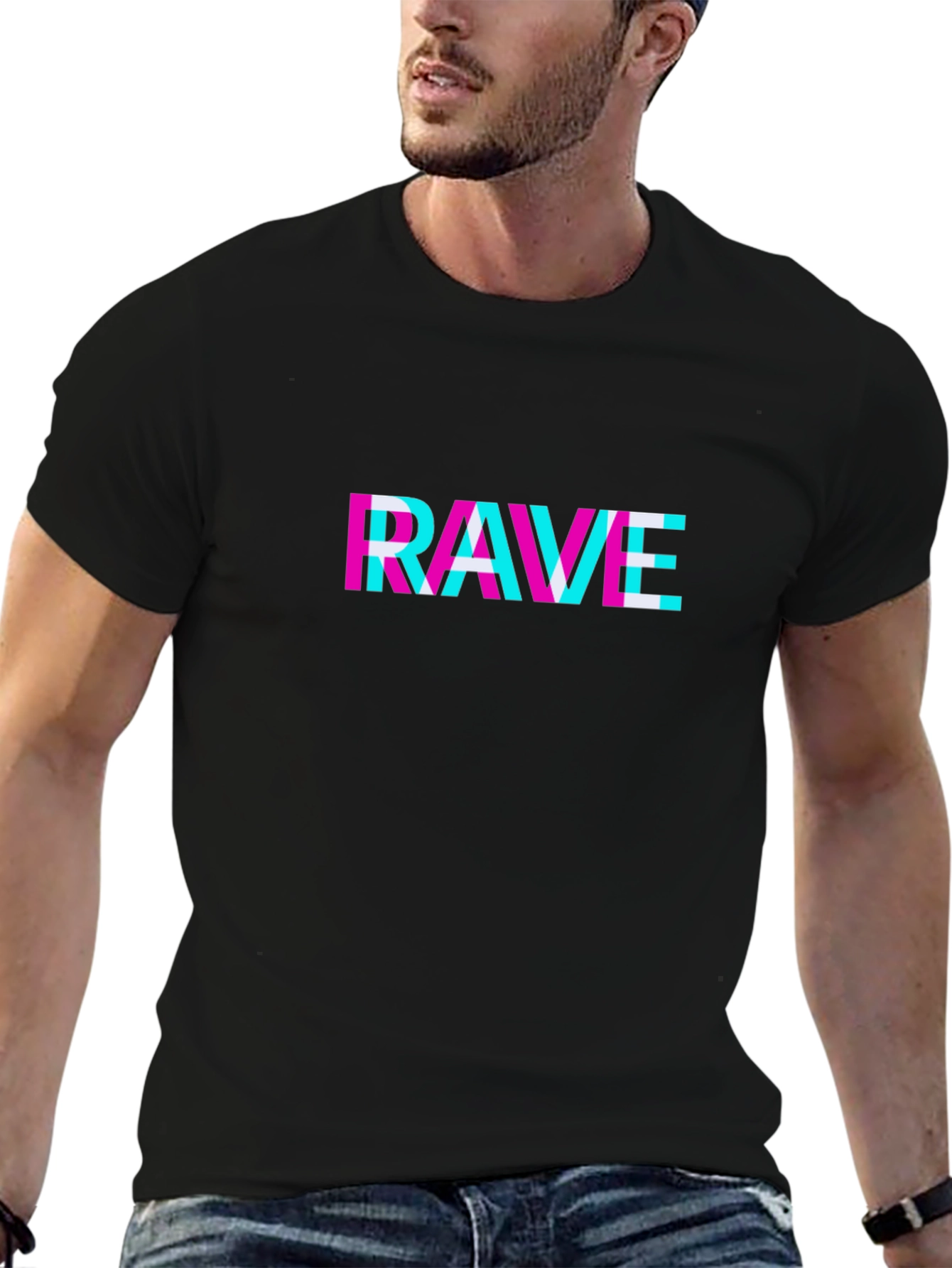 Rave Glitch T-Shirt - Black Cotton Tee