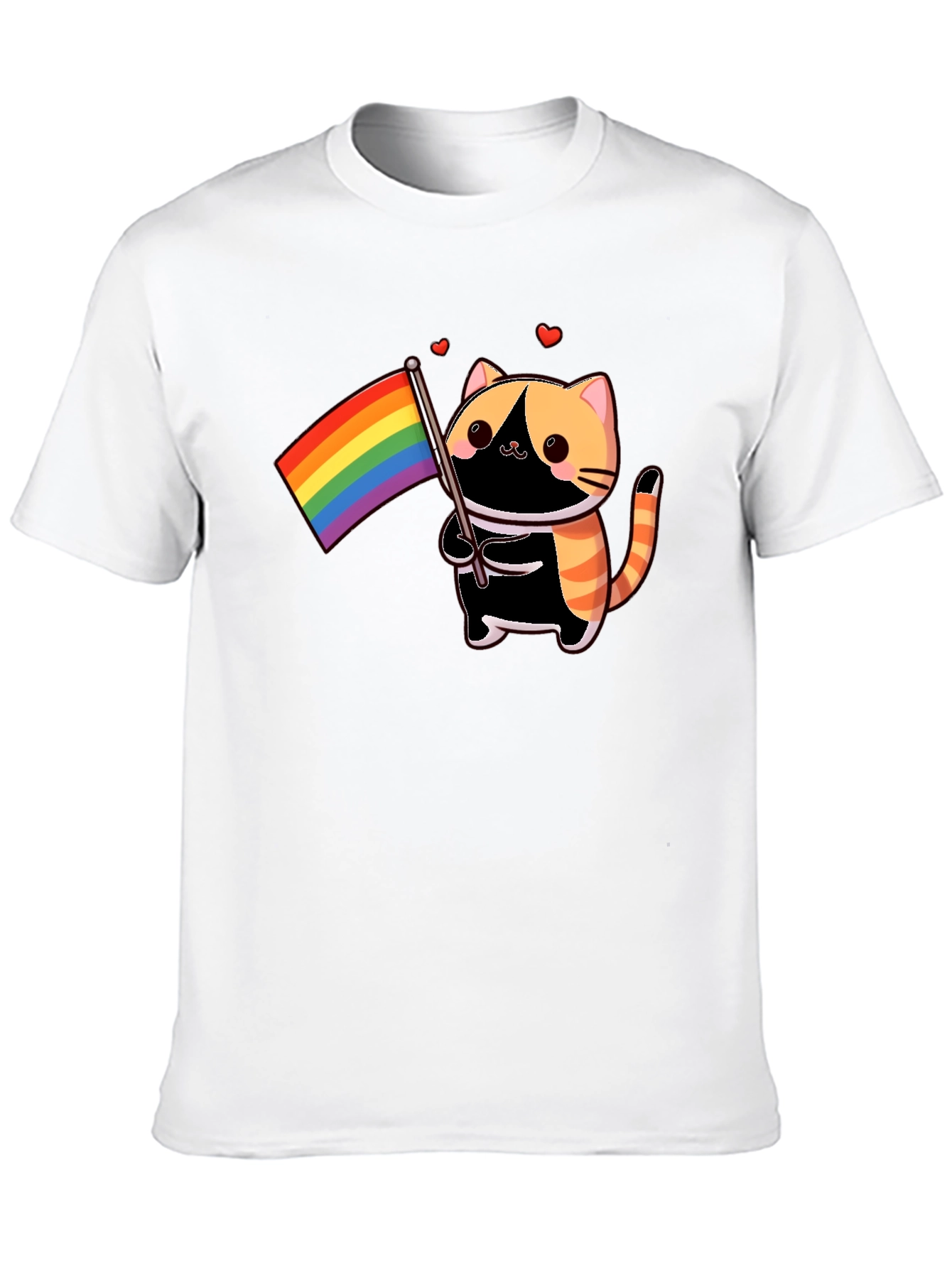 Pride Cat T-Shirt - Black Cotton Blend LGBTQ+ Design