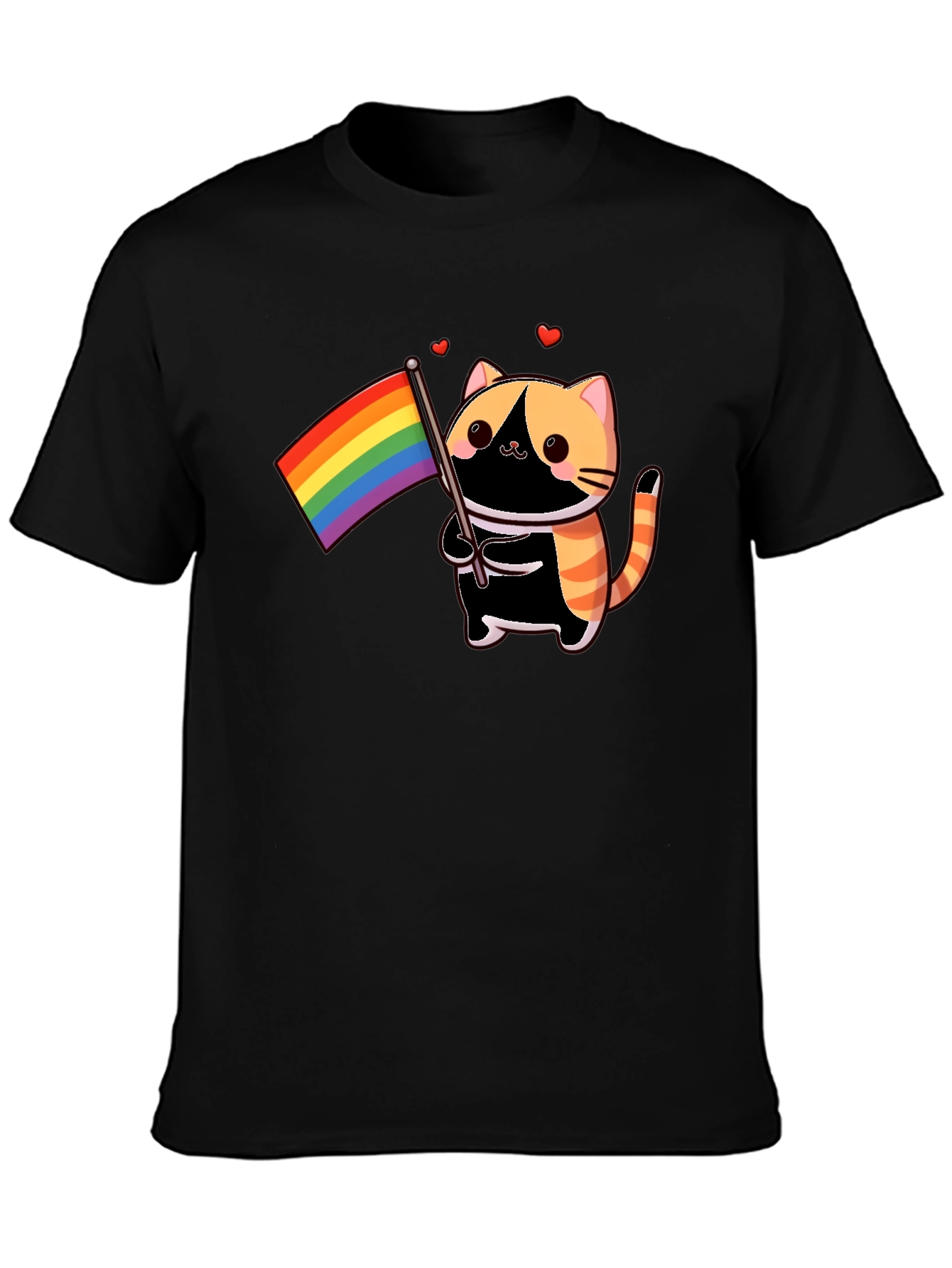 Pride Cat T-Shirt - Black Cotton Blend LGBTQ+ Design