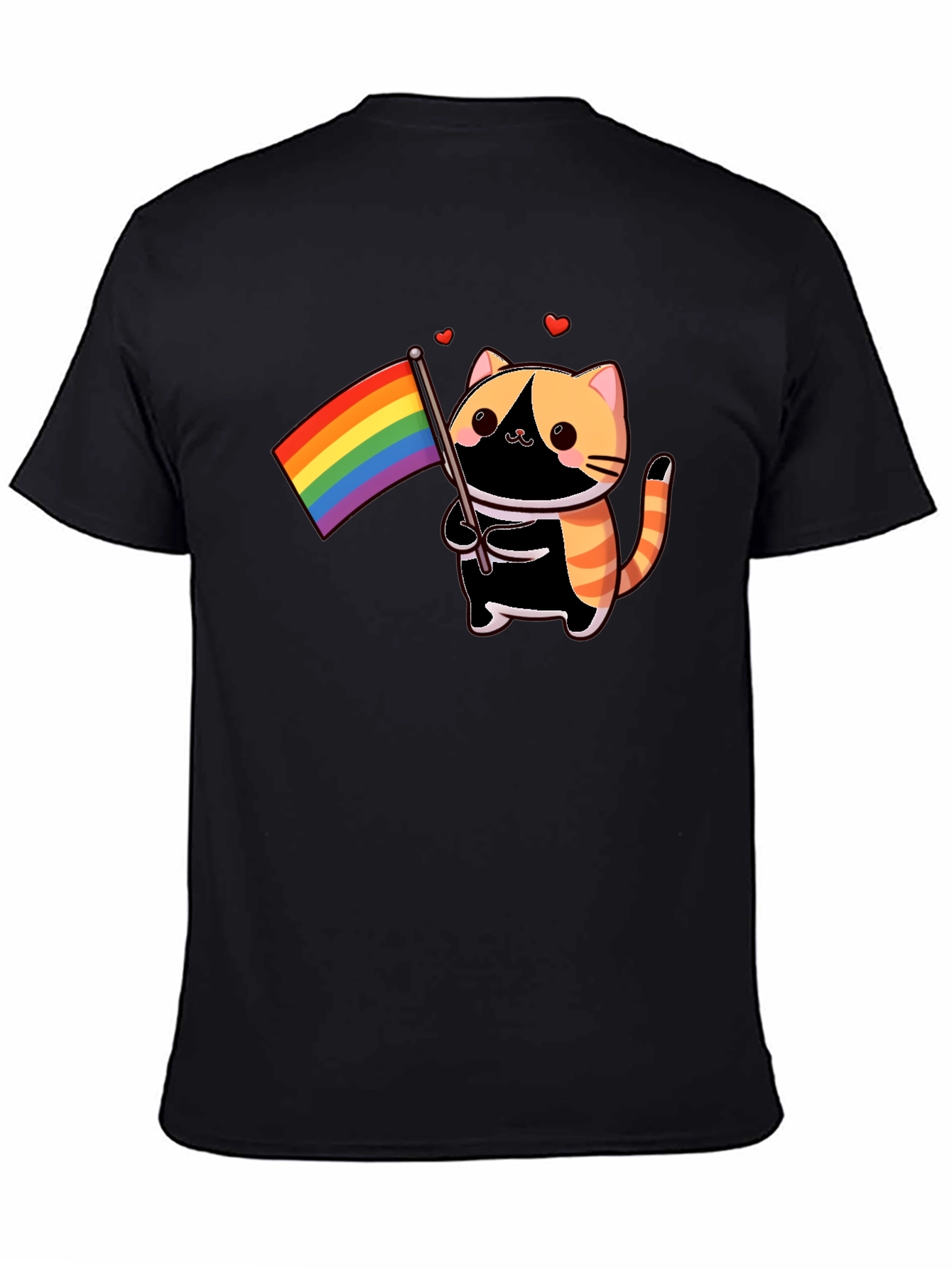 Pride Cat T-Shirt - Black Cotton Blend LGBTQ+ Design