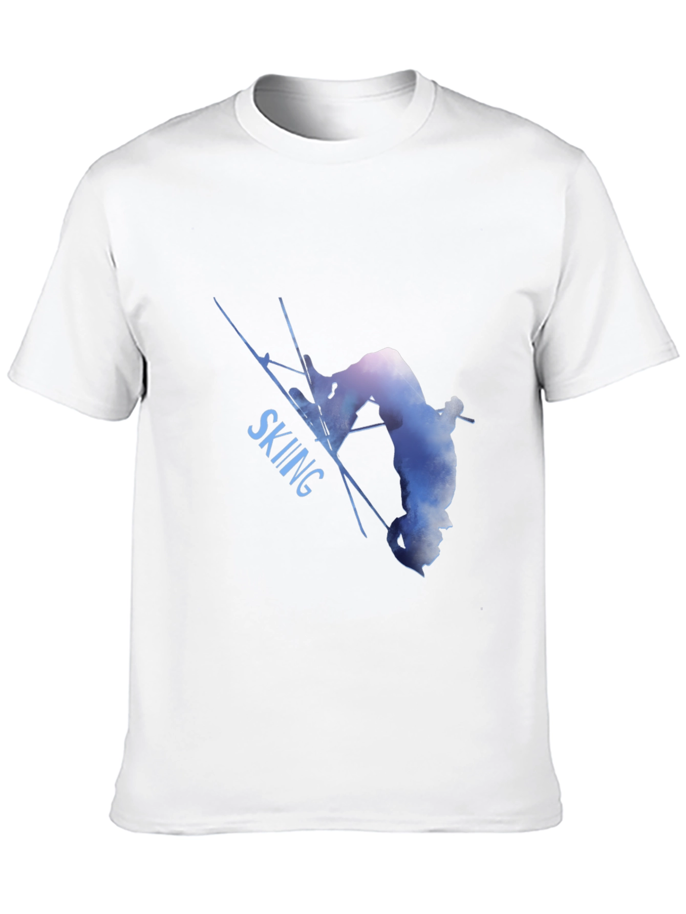 Skiing Silhouette Graphic Tee - Black Cotton Blend Shirt