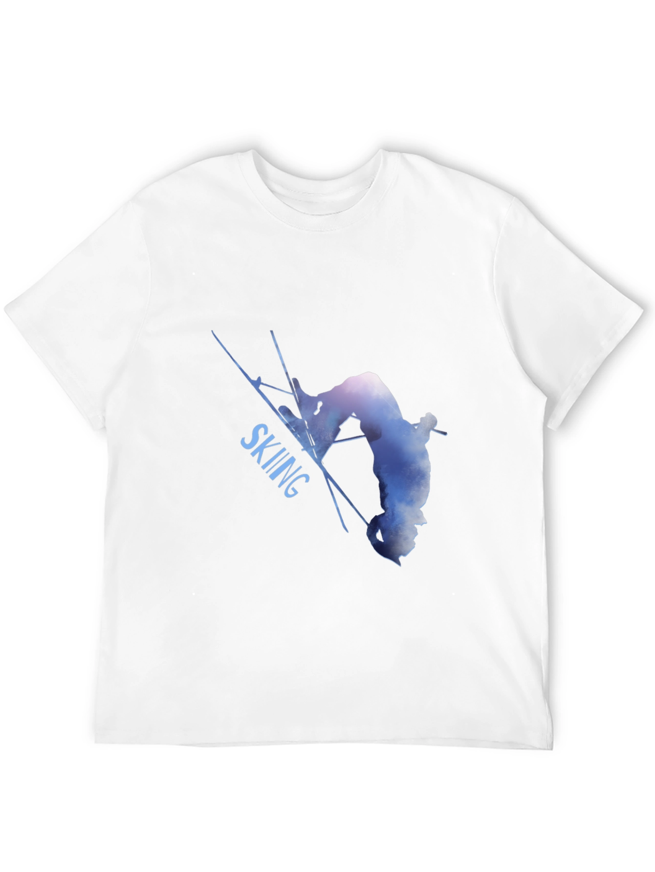 Skiing Silhouette Graphic Tee - Black Cotton Blend Shirt