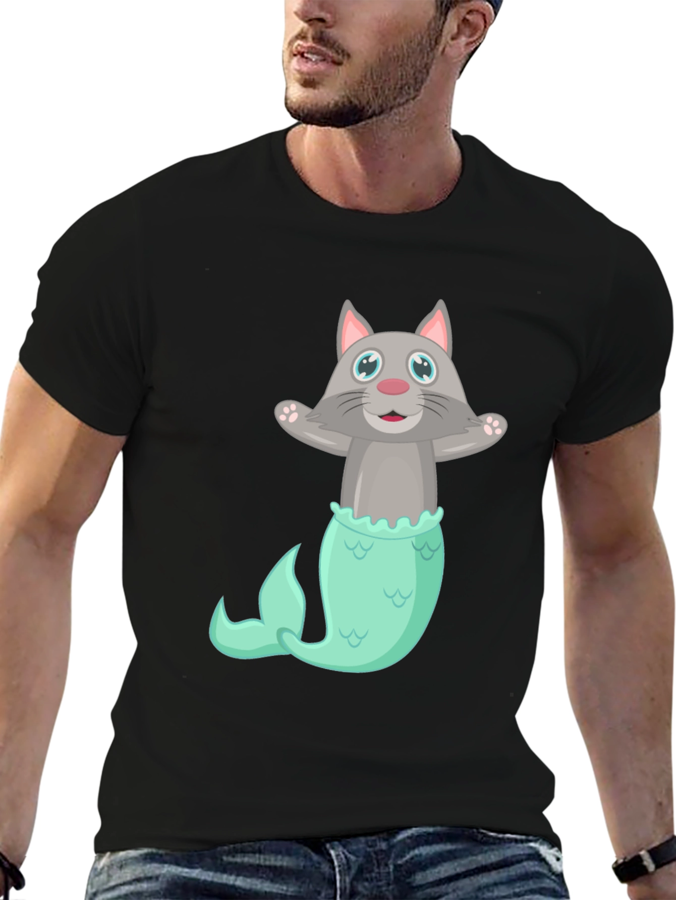Cat Mermaid T-Shirt - Funny Graphic Tee