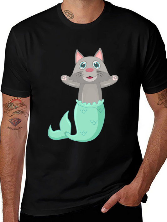 Cat Mermaid T-Shirt - Funny Graphic Tee