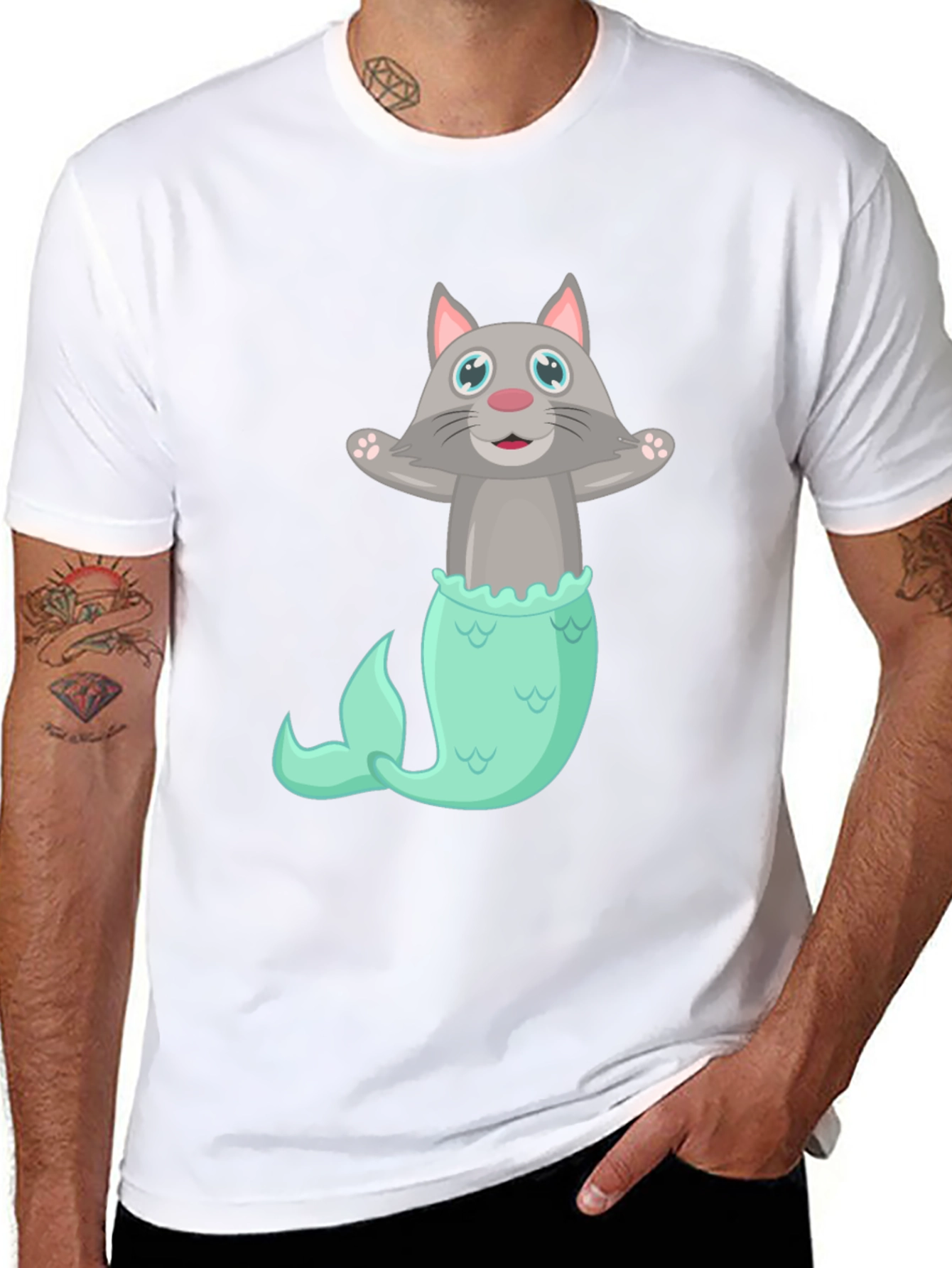 Cat Mermaid T-Shirt - Funny Graphic Tee