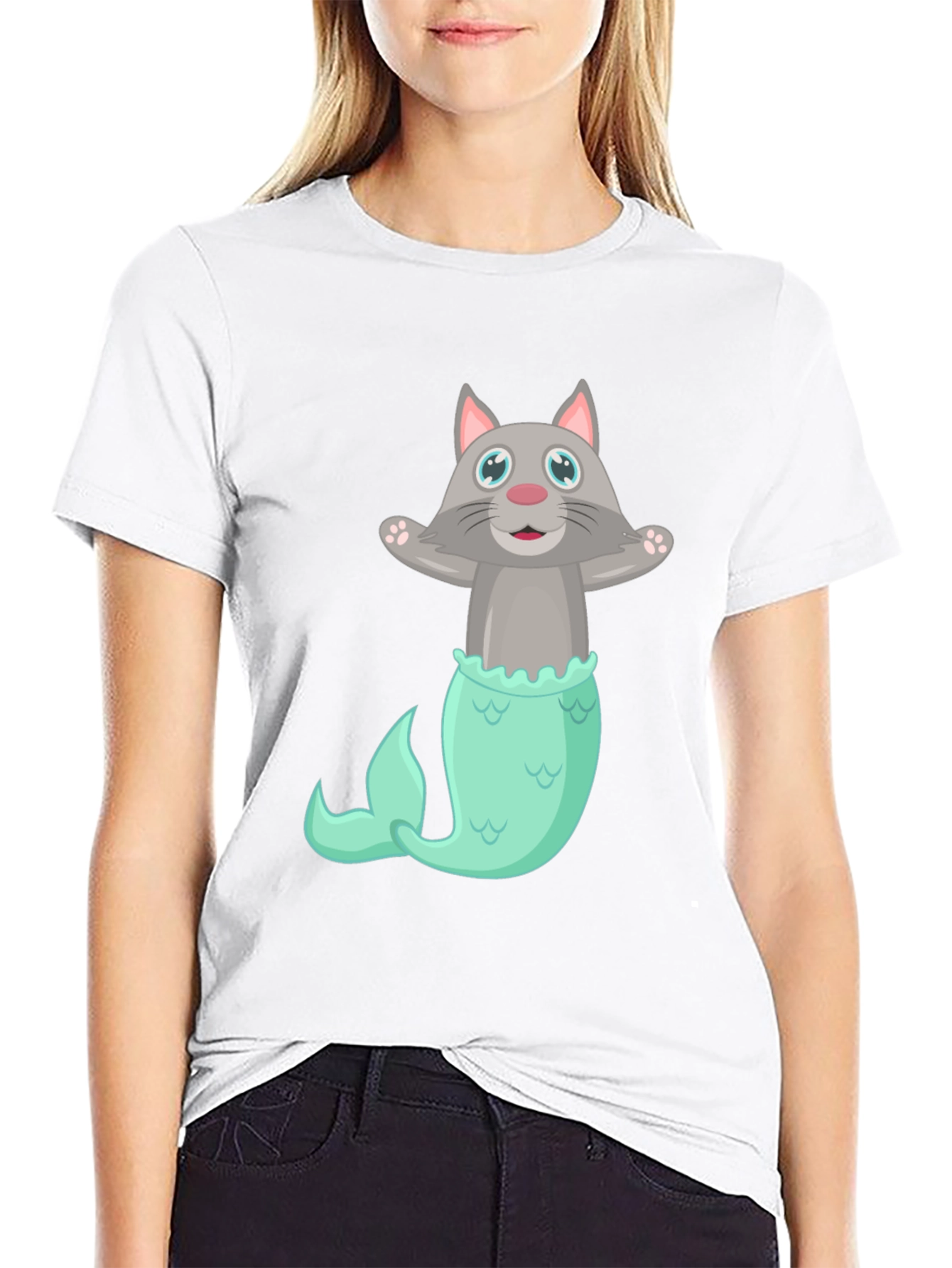 Cat Mermaid T-Shirt - Funny Graphic Tee