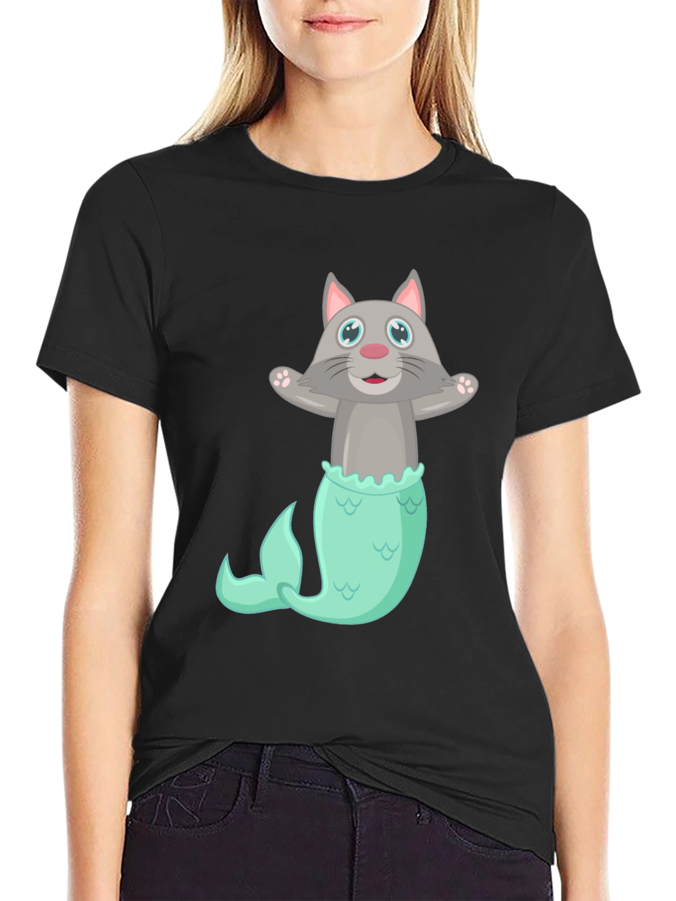 Cat Mermaid T-Shirt - Funny Graphic Tee
