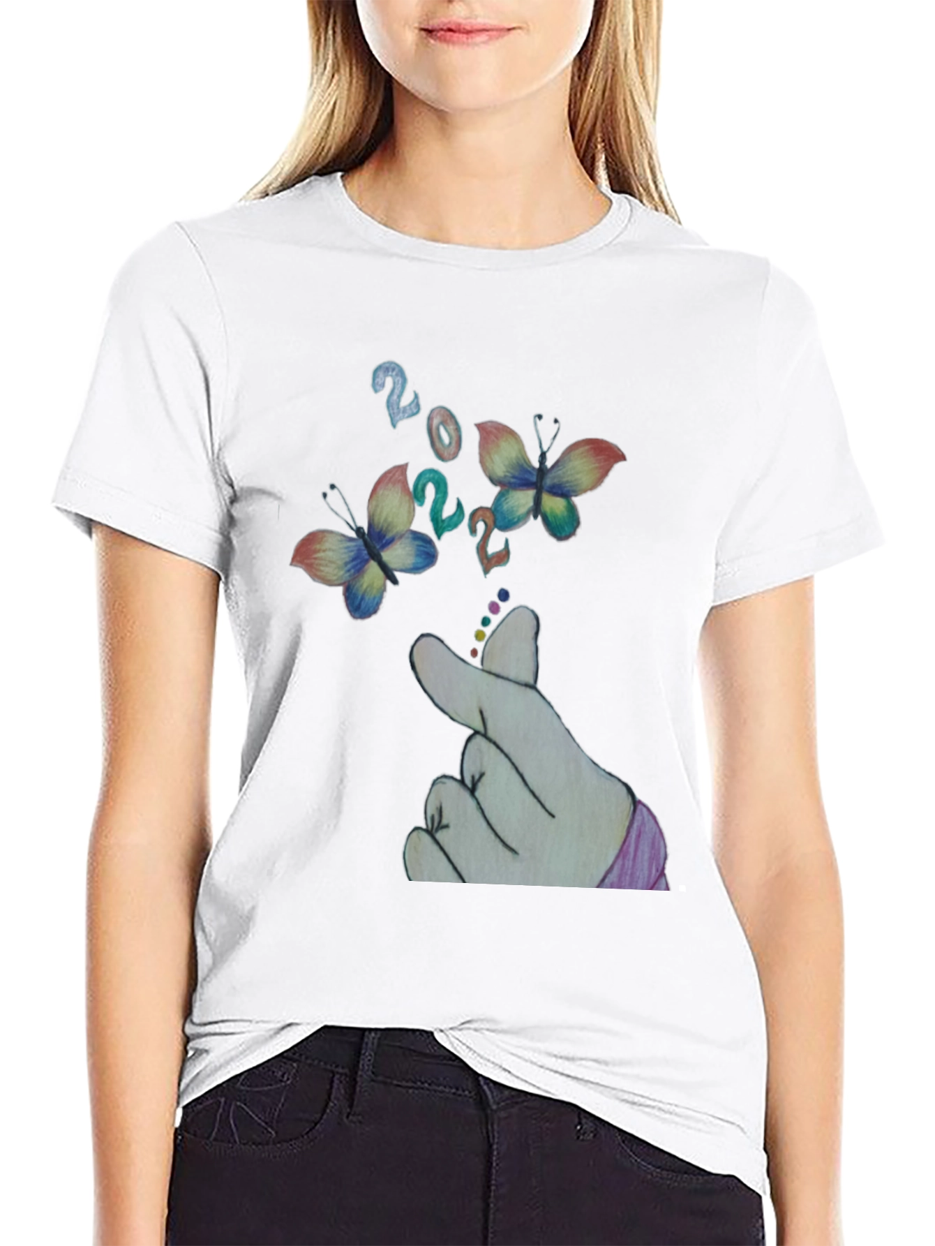 Butterfly & Finger Heart T-Shirt