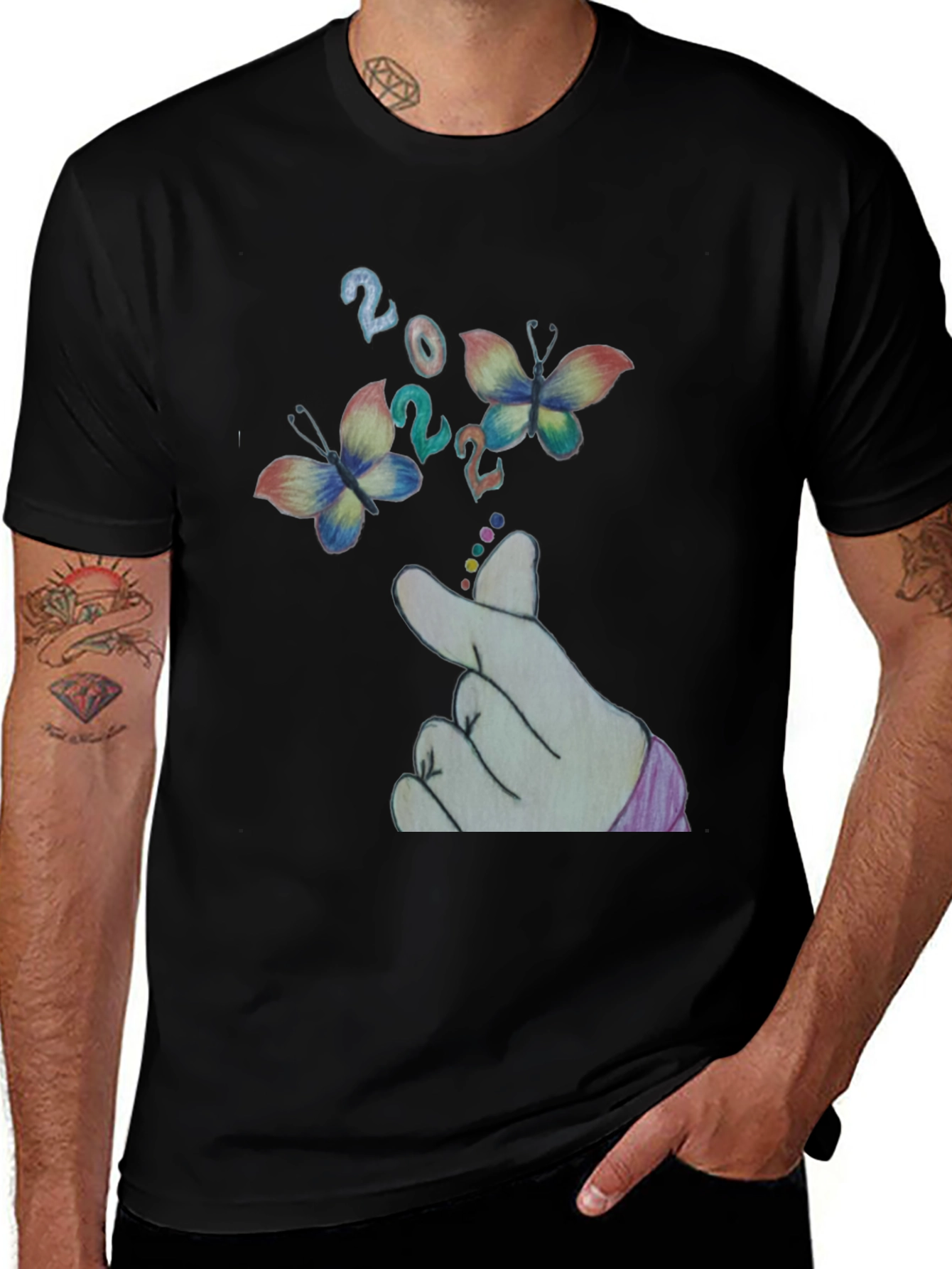 Butterfly & Finger Heart T-Shirt