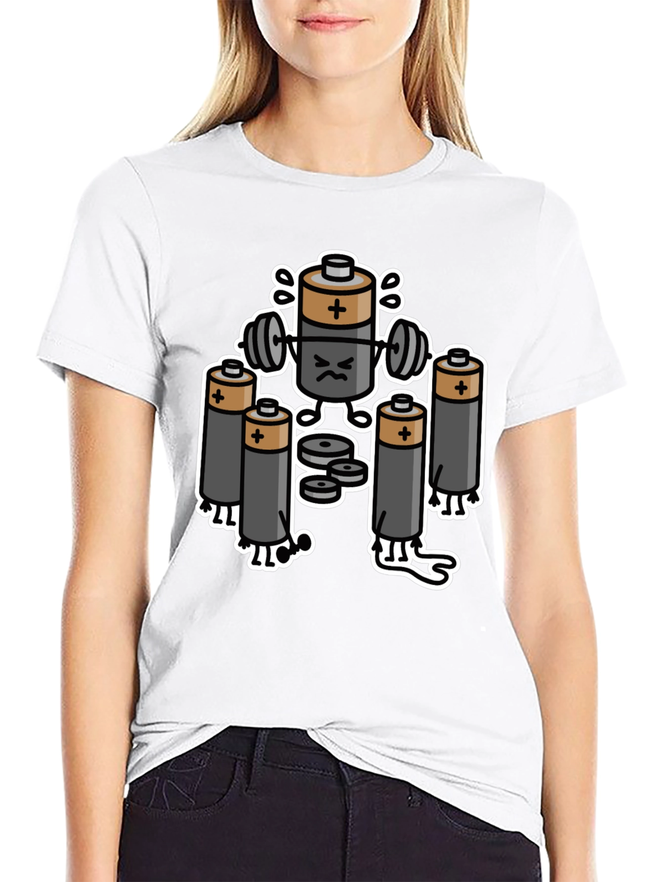 Funny Battery Gym Workout Graphic T-Shirt