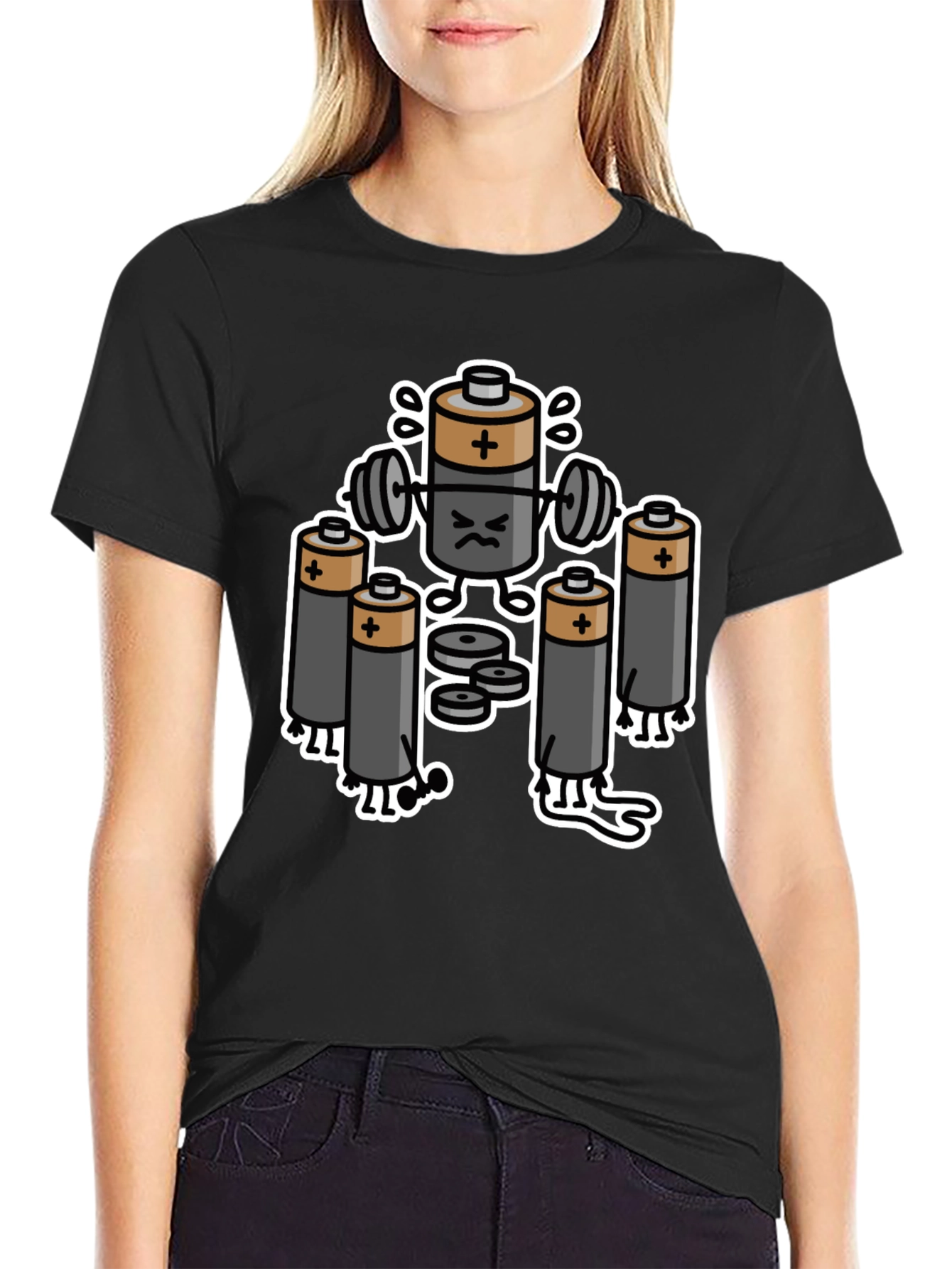 Funny Battery Gym Workout Graphic T-Shirt
