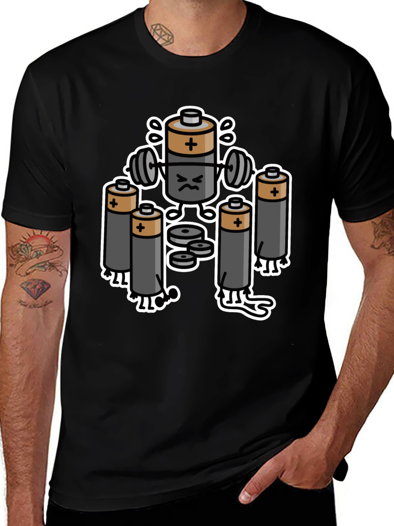 Funny Battery Gym Workout Graphic T-Shirt