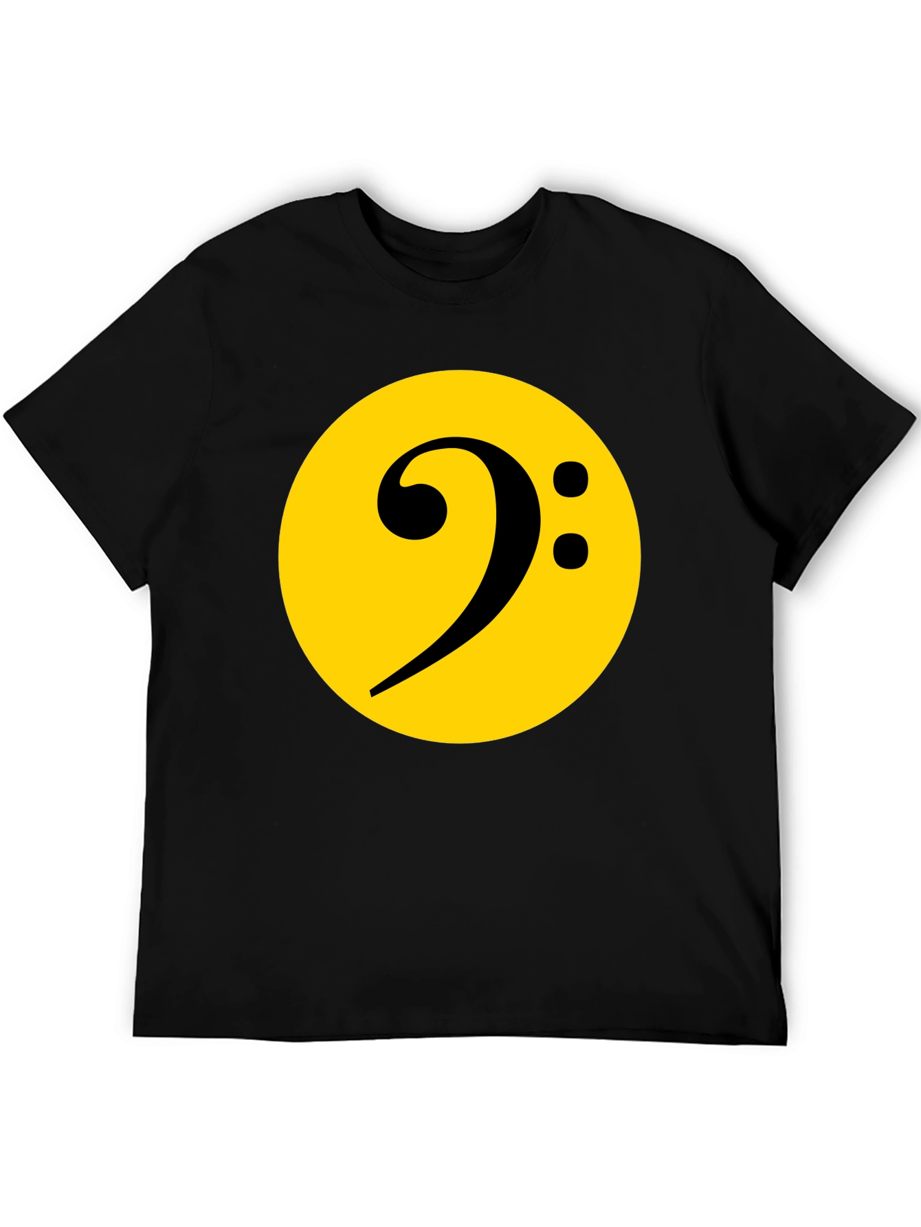 Bass Clef Graphic Tee - Black Cotton Music Shirt