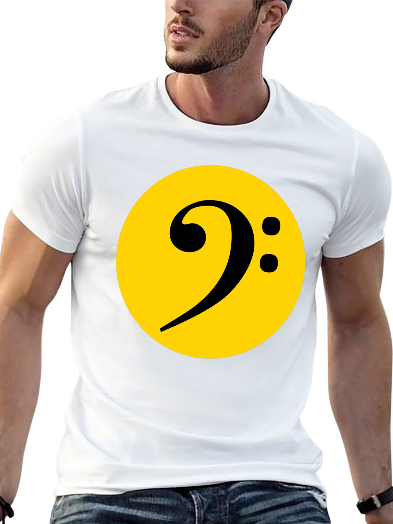 Bass Clef Graphic Tee - Black Cotton Music Shirt