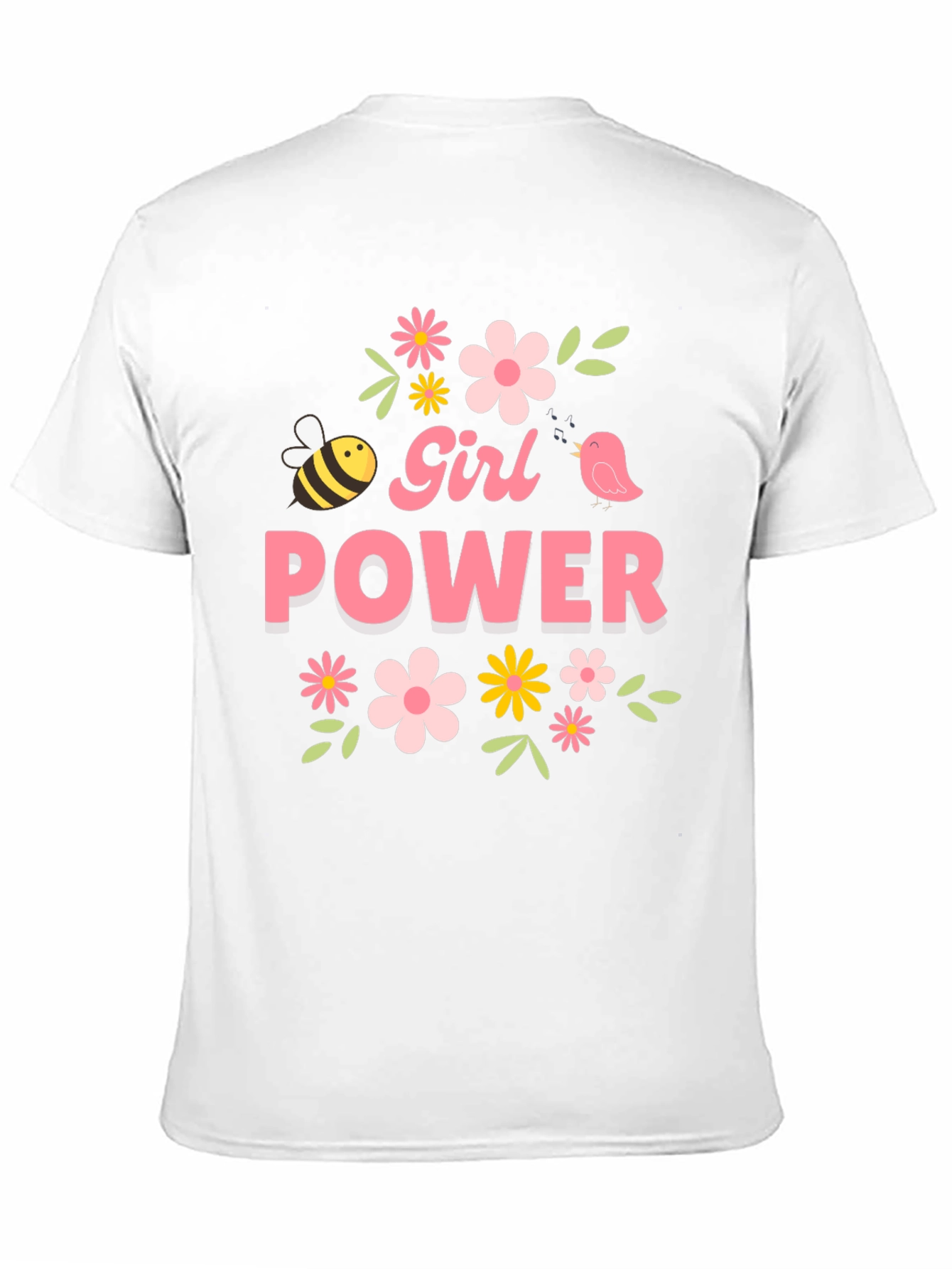 Girl Power Floral Graphic Tee - Black Cotton