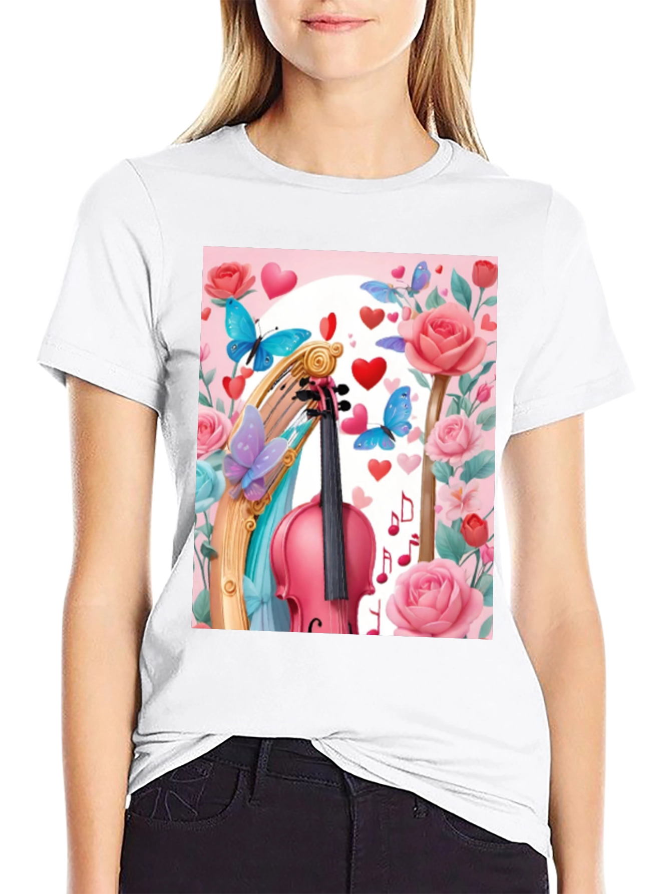 Floral Violin Graphic Tee