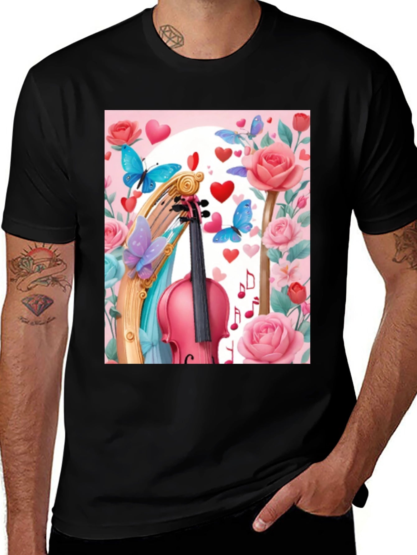 Floral Violin Graphic Tee