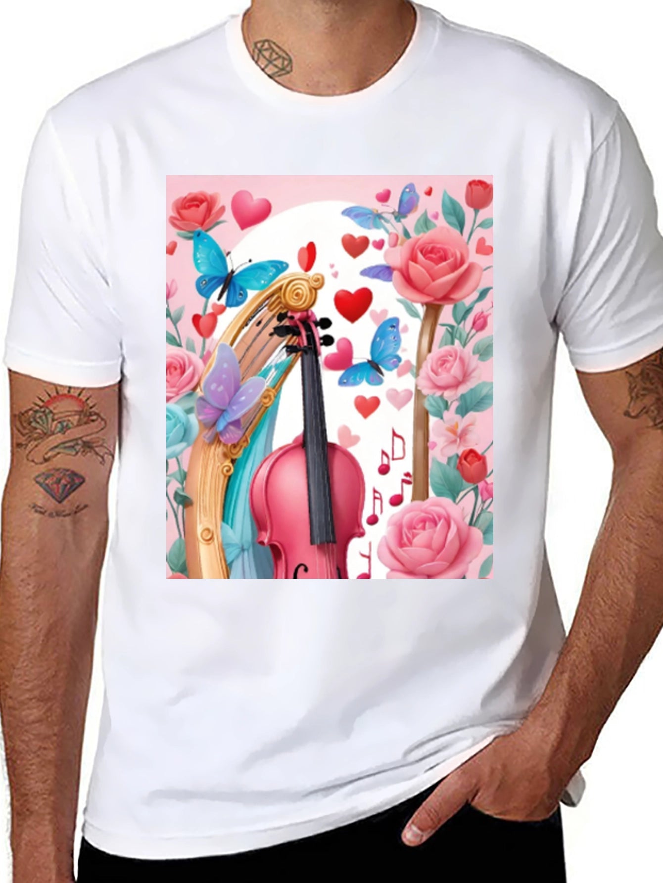 Floral Violin Graphic Tee