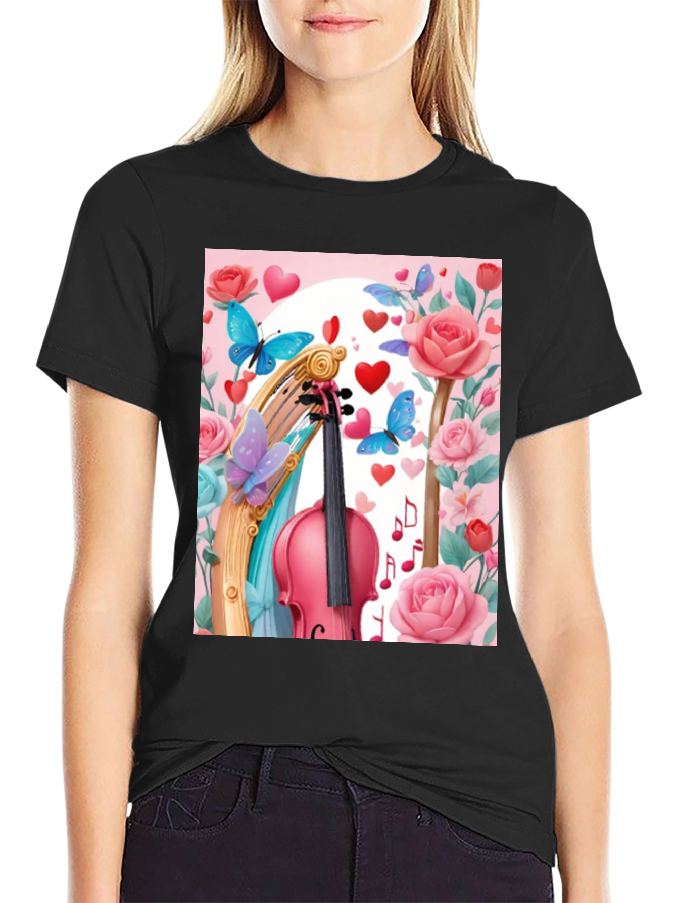 Floral Violin Graphic Tee