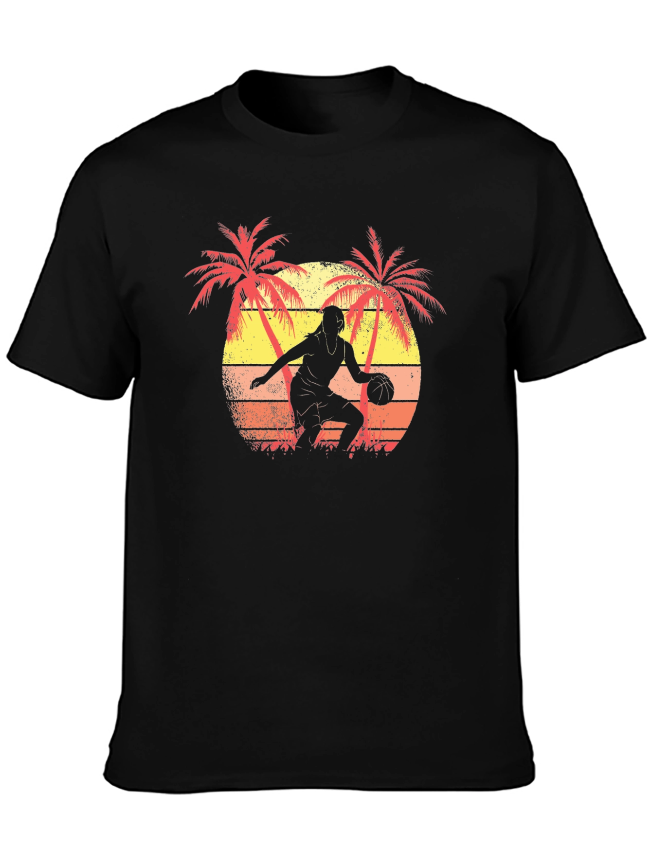 Tropical Sunset Basketball Graphic Tee