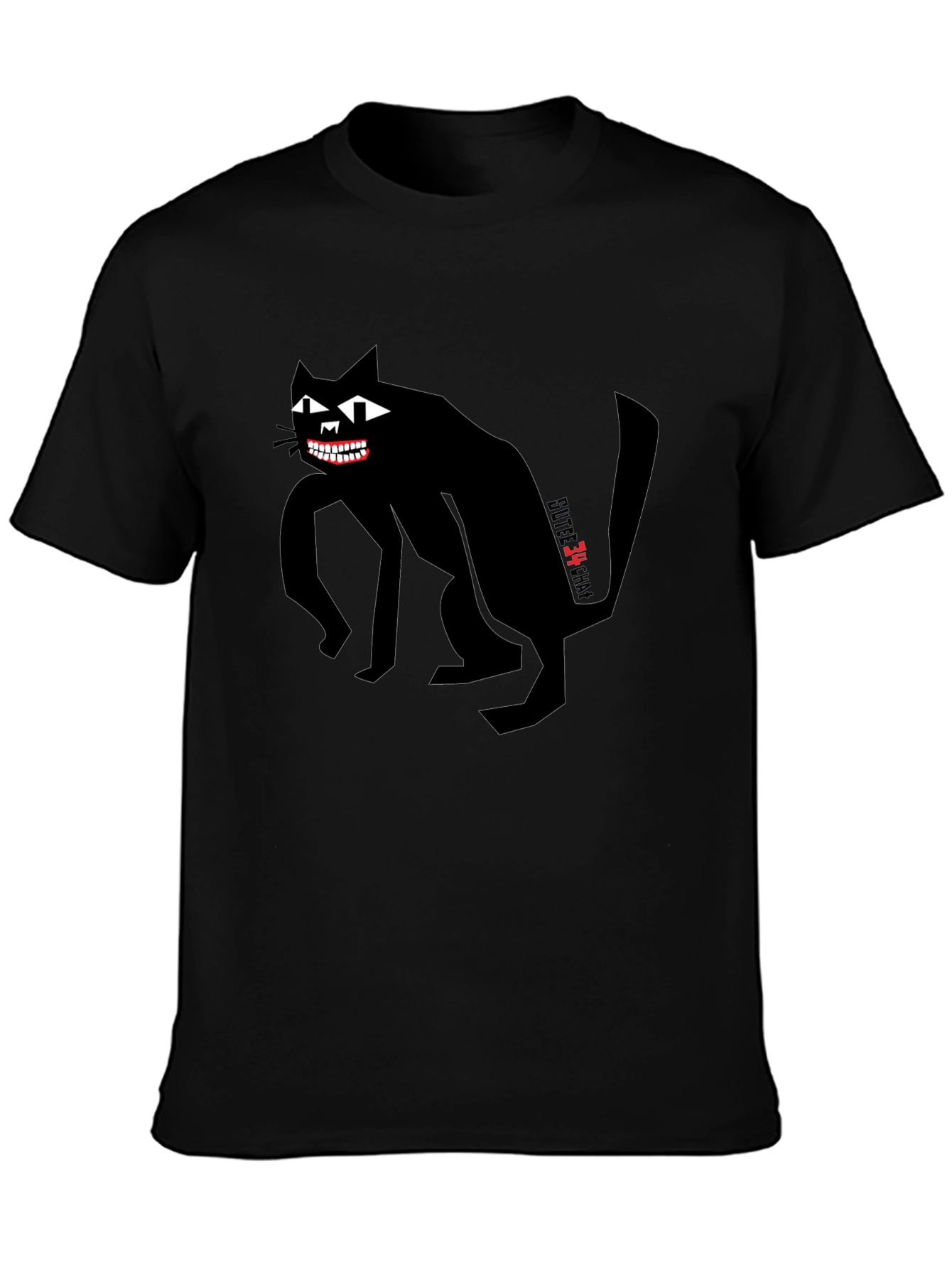 Creepy Cat Graphic Tee - Mens Black T-Shirt