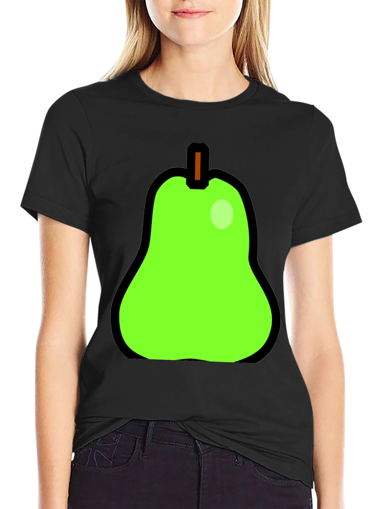 Pear Graphic Tee - Quirky Black Cotton Shirt