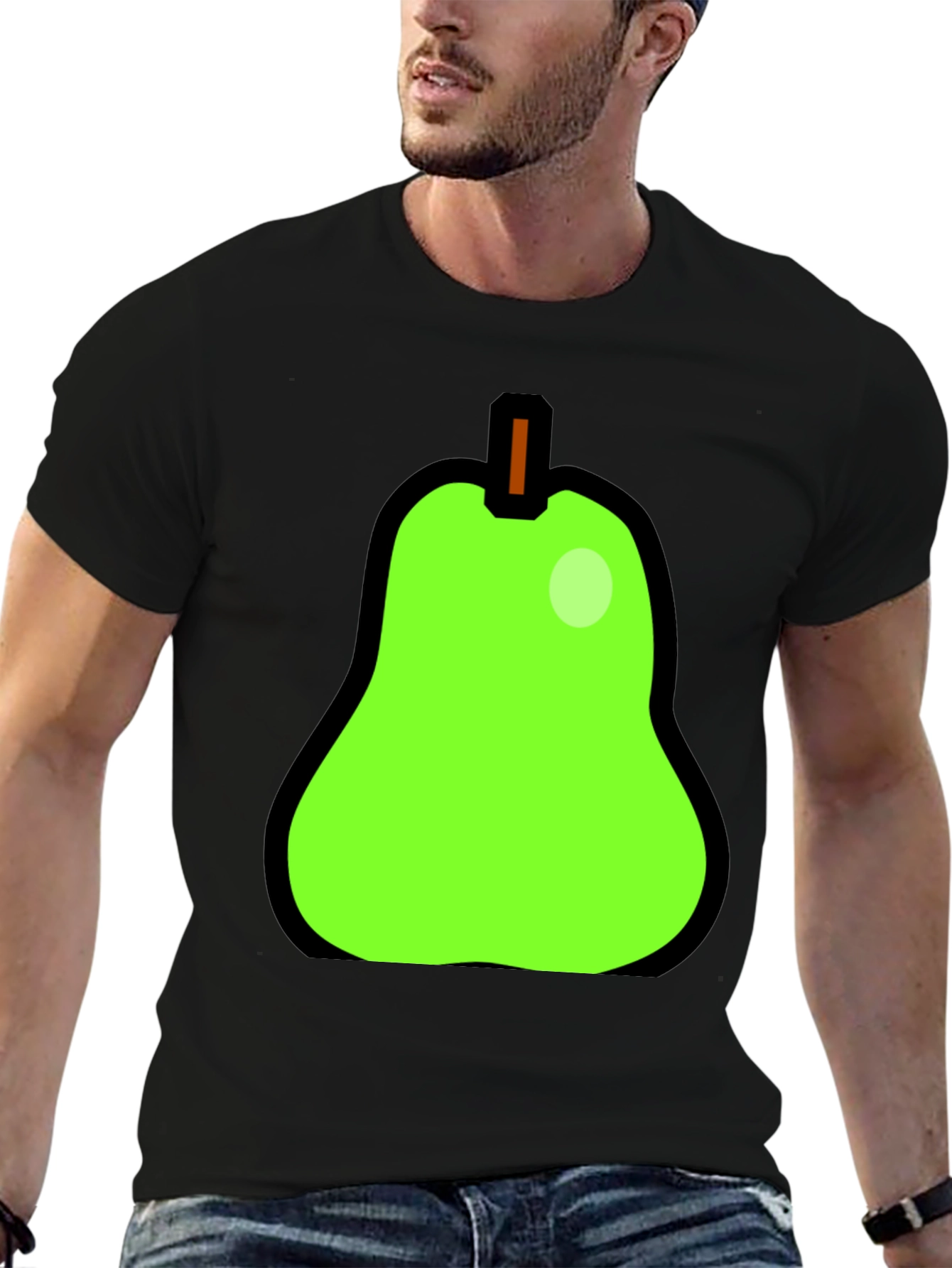 Pear Graphic Tee - Quirky Black Cotton Shirt