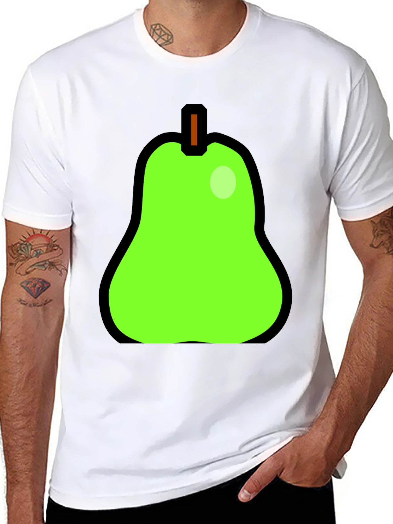 Pear Graphic Tee - Quirky Black Cotton Shirt