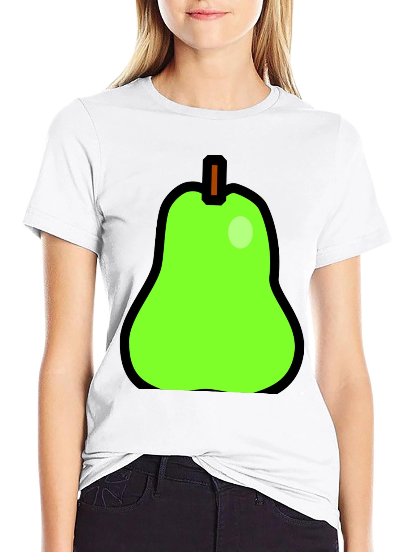 Pear Graphic Tee - Quirky Black Cotton Shirt