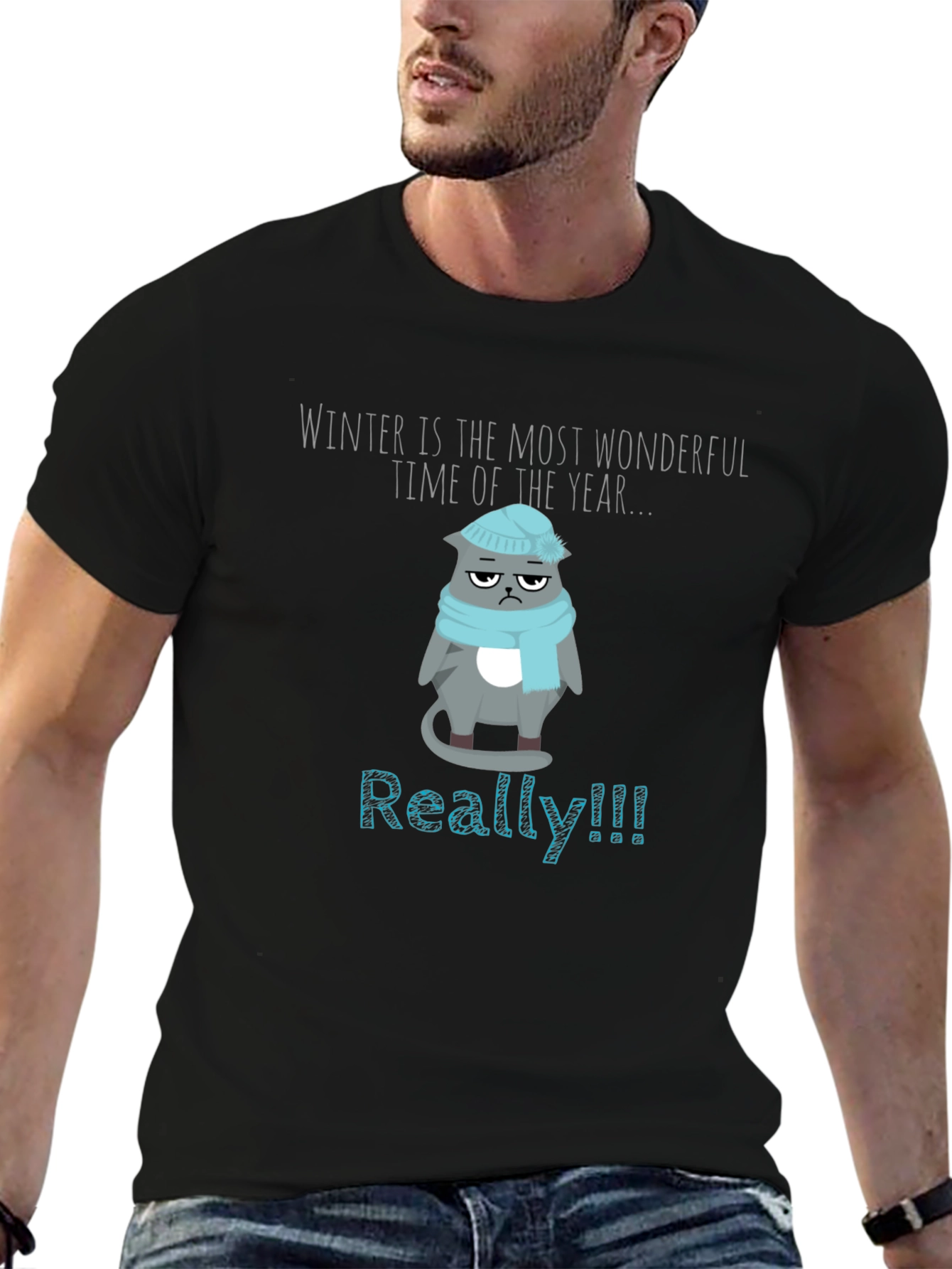 Winter Grumpy Cat T-Shirt - Funny Novelty Tee