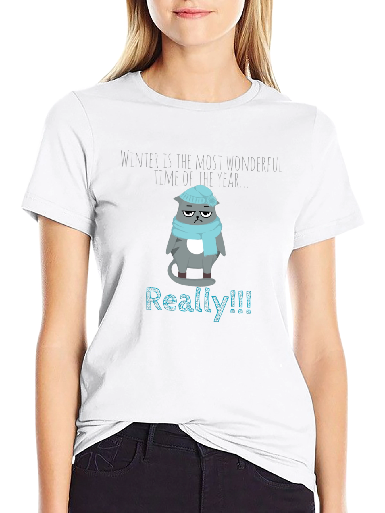 Winter Grumpy Cat T-Shirt - Funny Novelty Tee