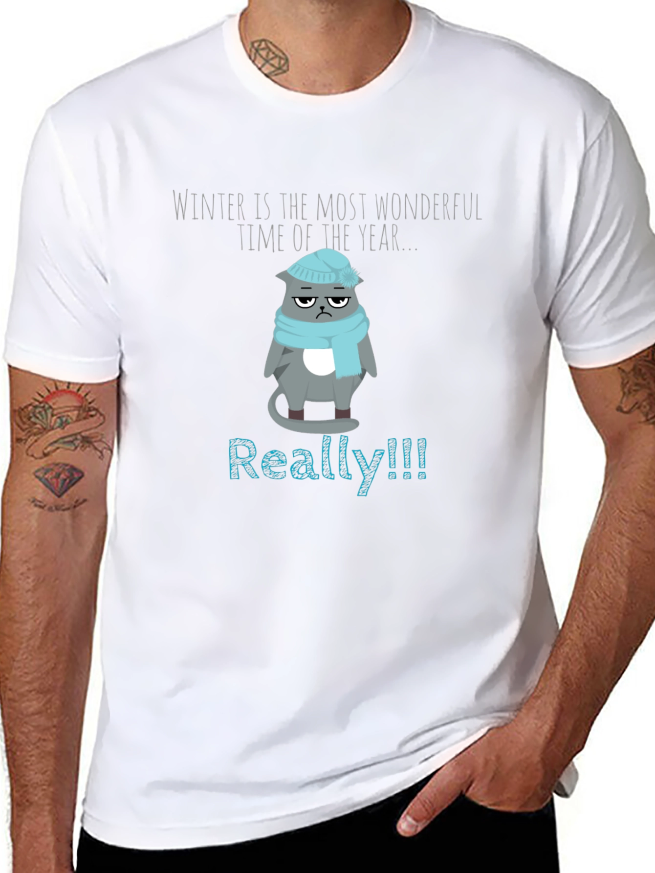 Winter Grumpy Cat T-Shirt - Funny Novelty Tee