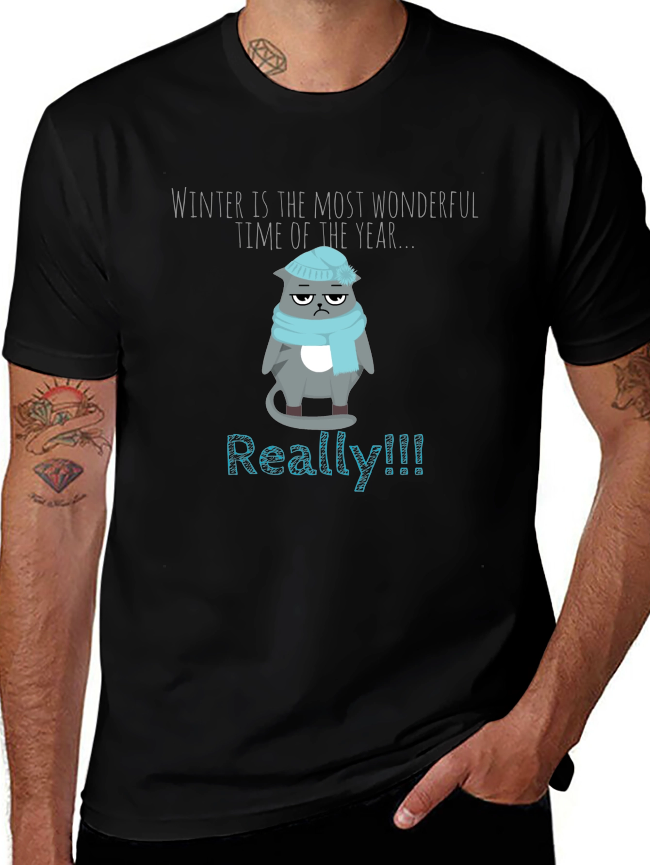 Winter Grumpy Cat T-Shirt - Funny Novelty Tee